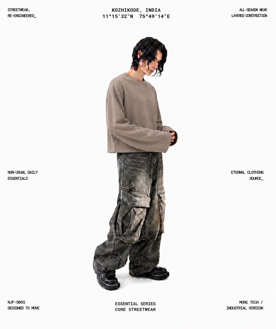 Waffle Boxy Long Sleeve ( Muted Taupe )