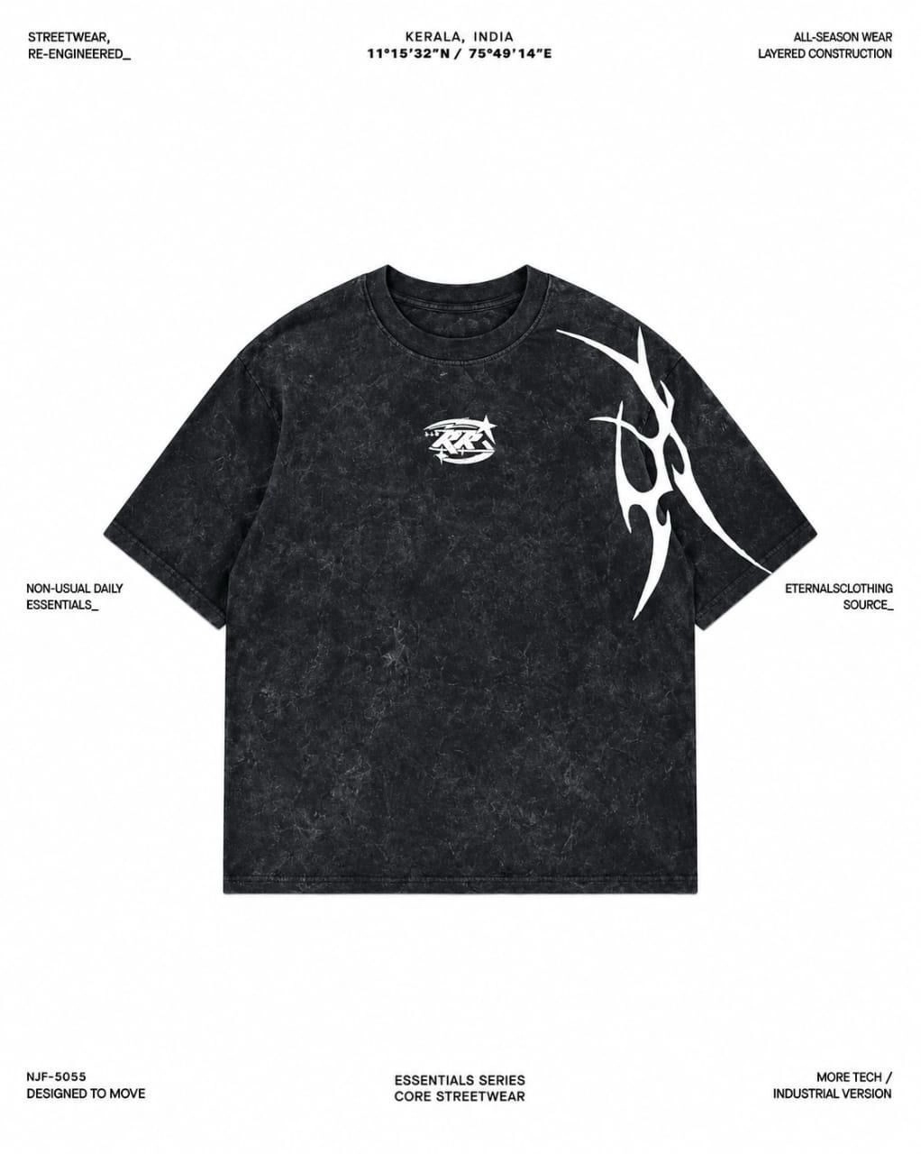 Shadow Flame Acid Wash Tee ( Boxy )