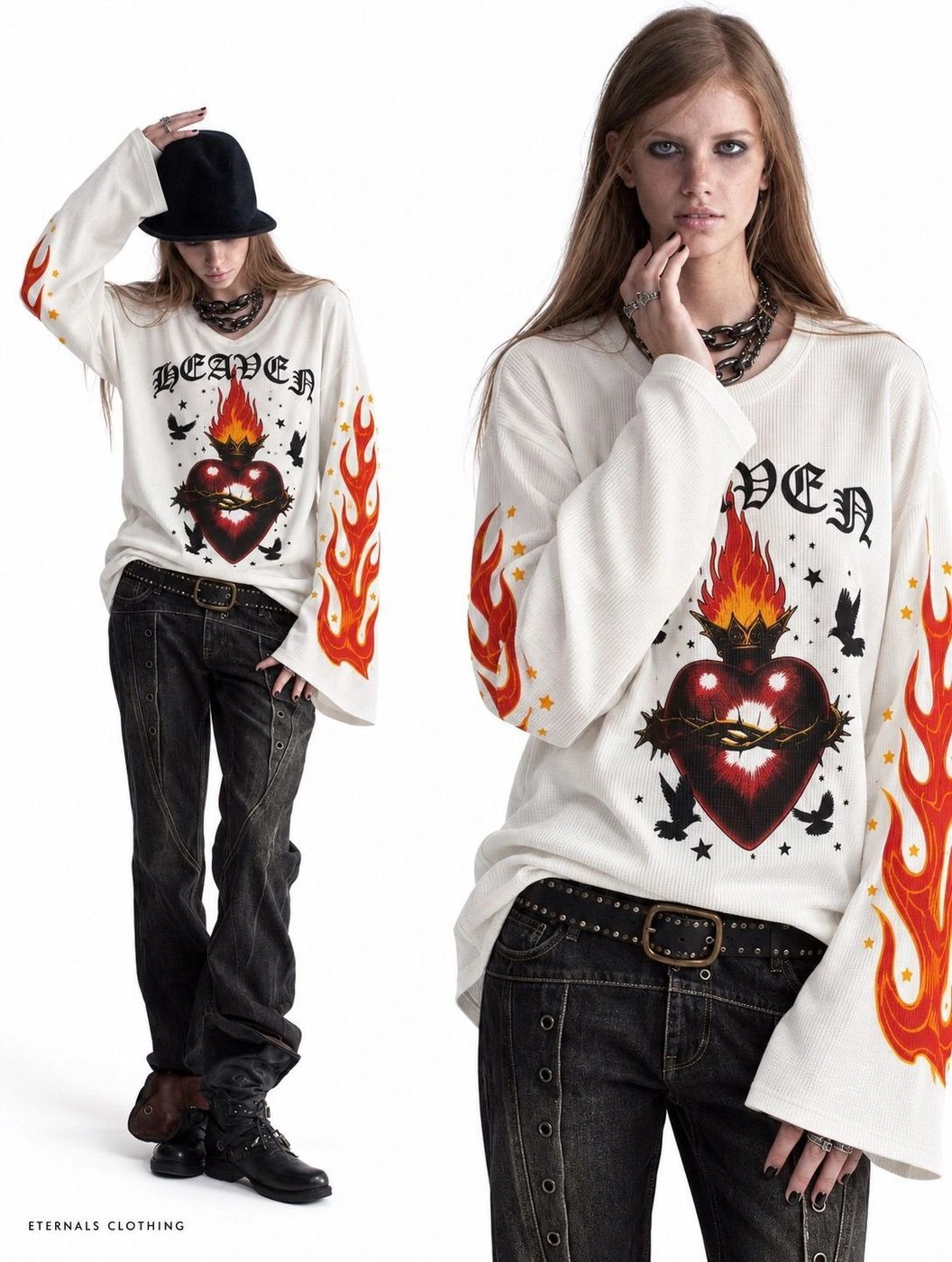 Burning Heart Waffle Long Sleeve