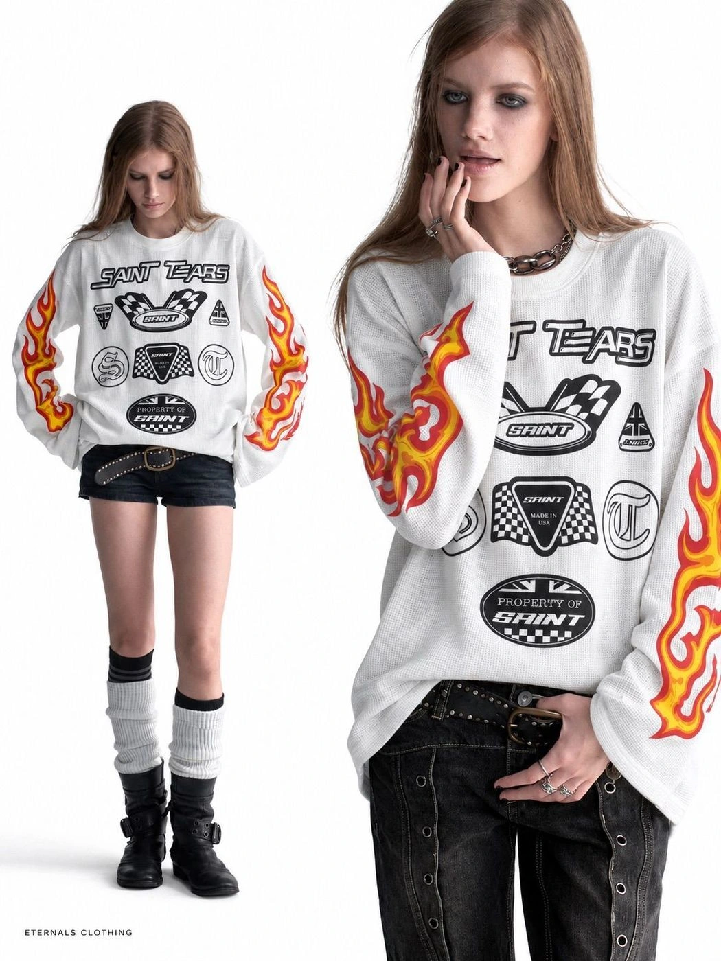 Saint Flame Racing Waffle Long Sleeve