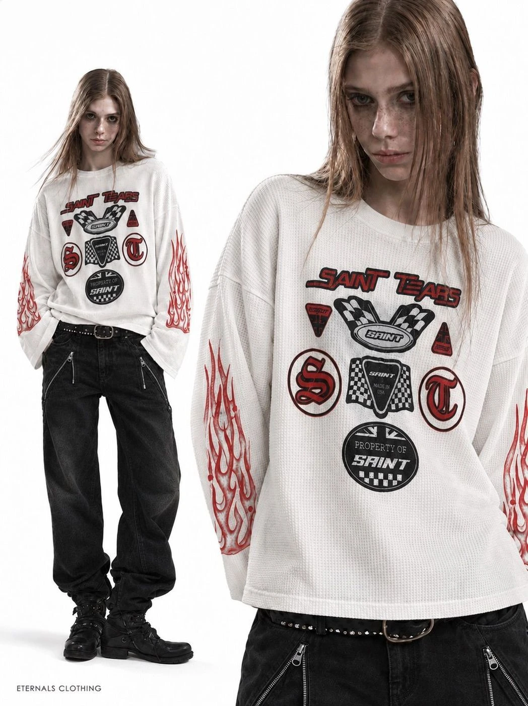 Saint Flame Racing Waffle Long Sleeve