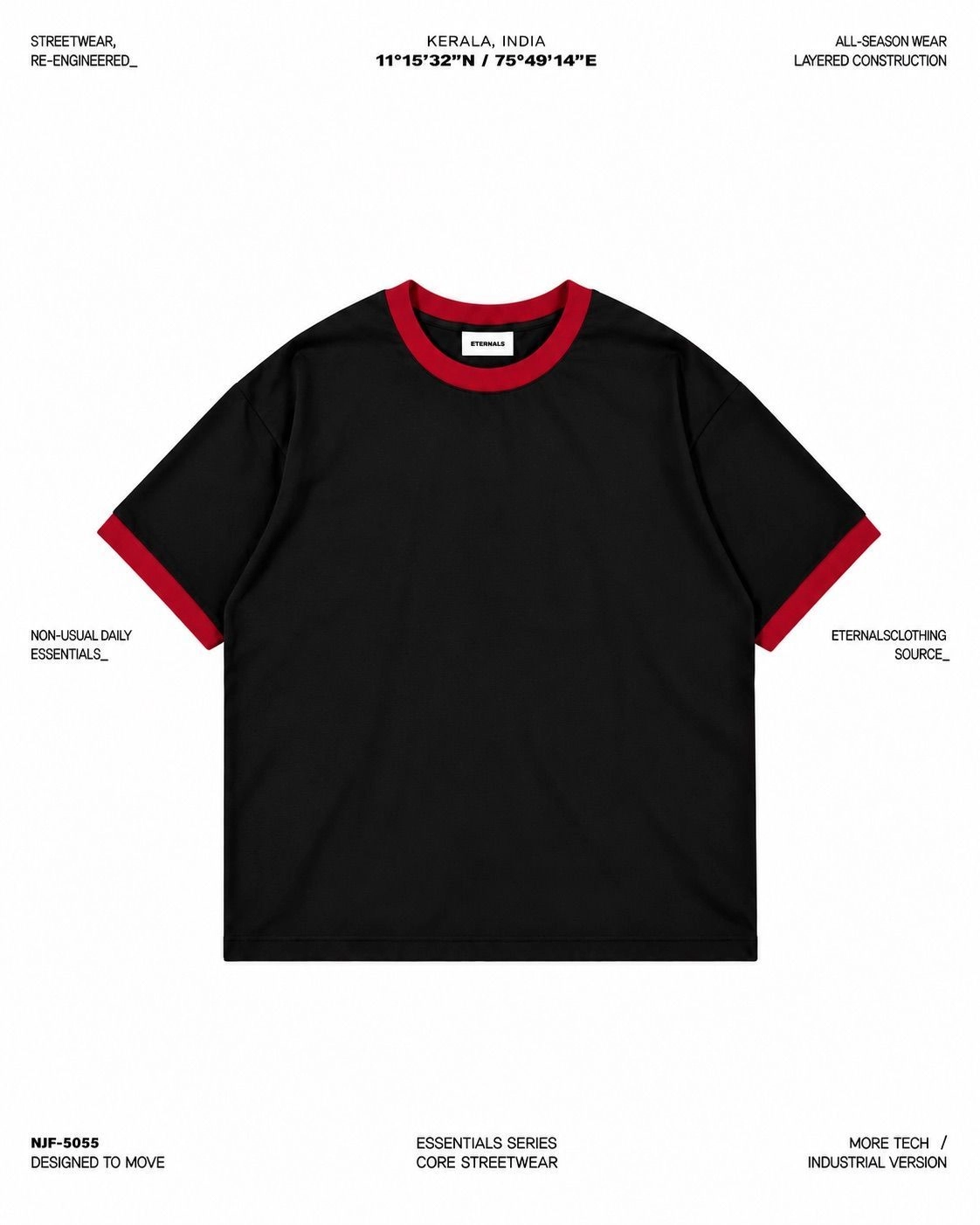Ringer Tee ( Black )