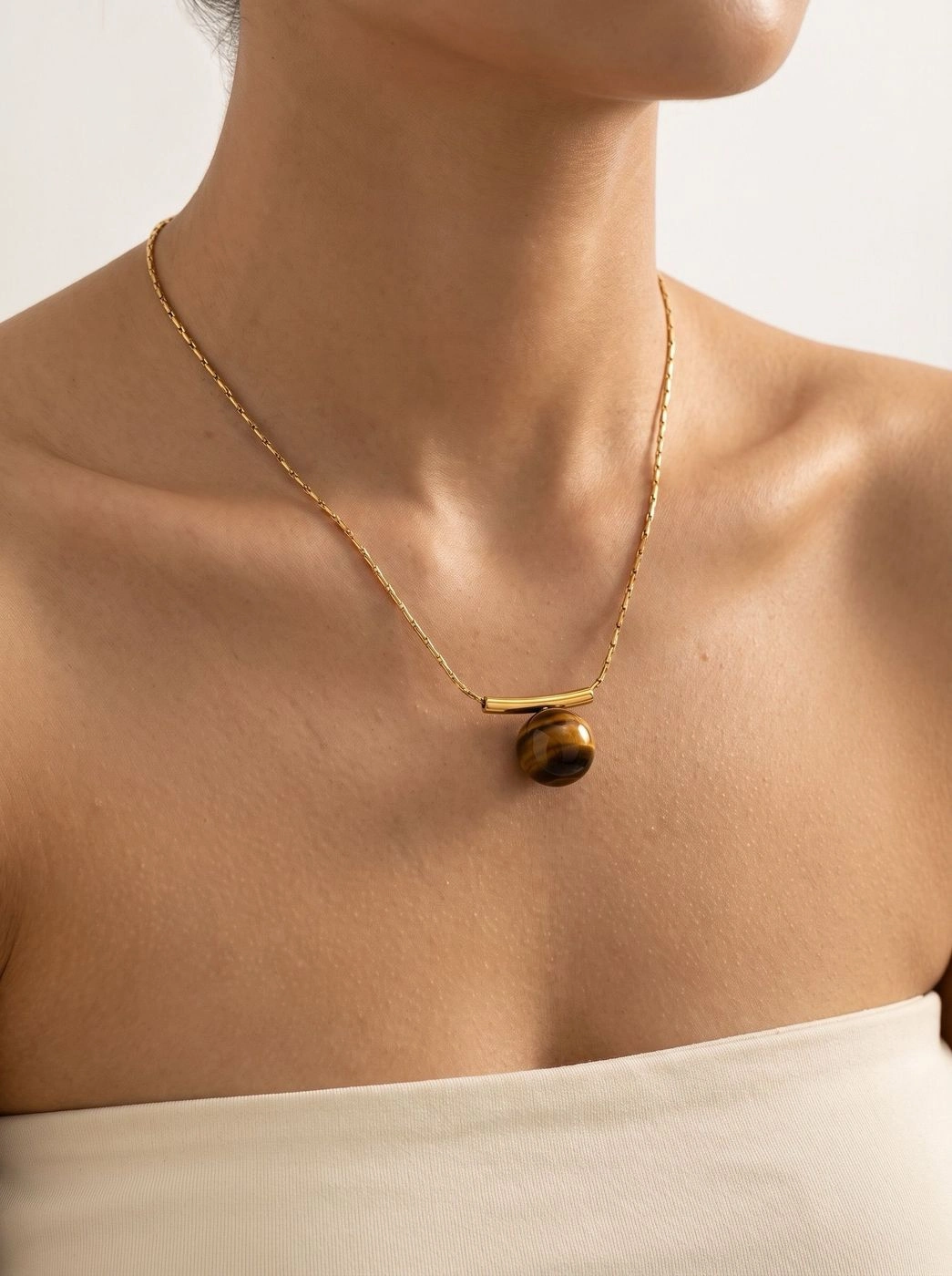 TIGER'S EYE SOLITAIRE PENDANT 2