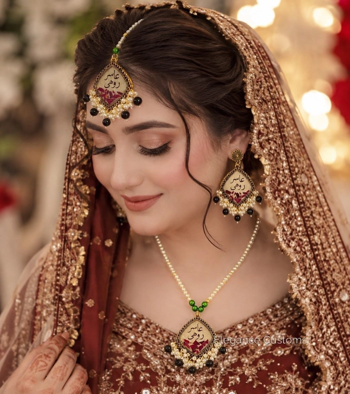 Beautiful Earings Maang Tikka For Bride
