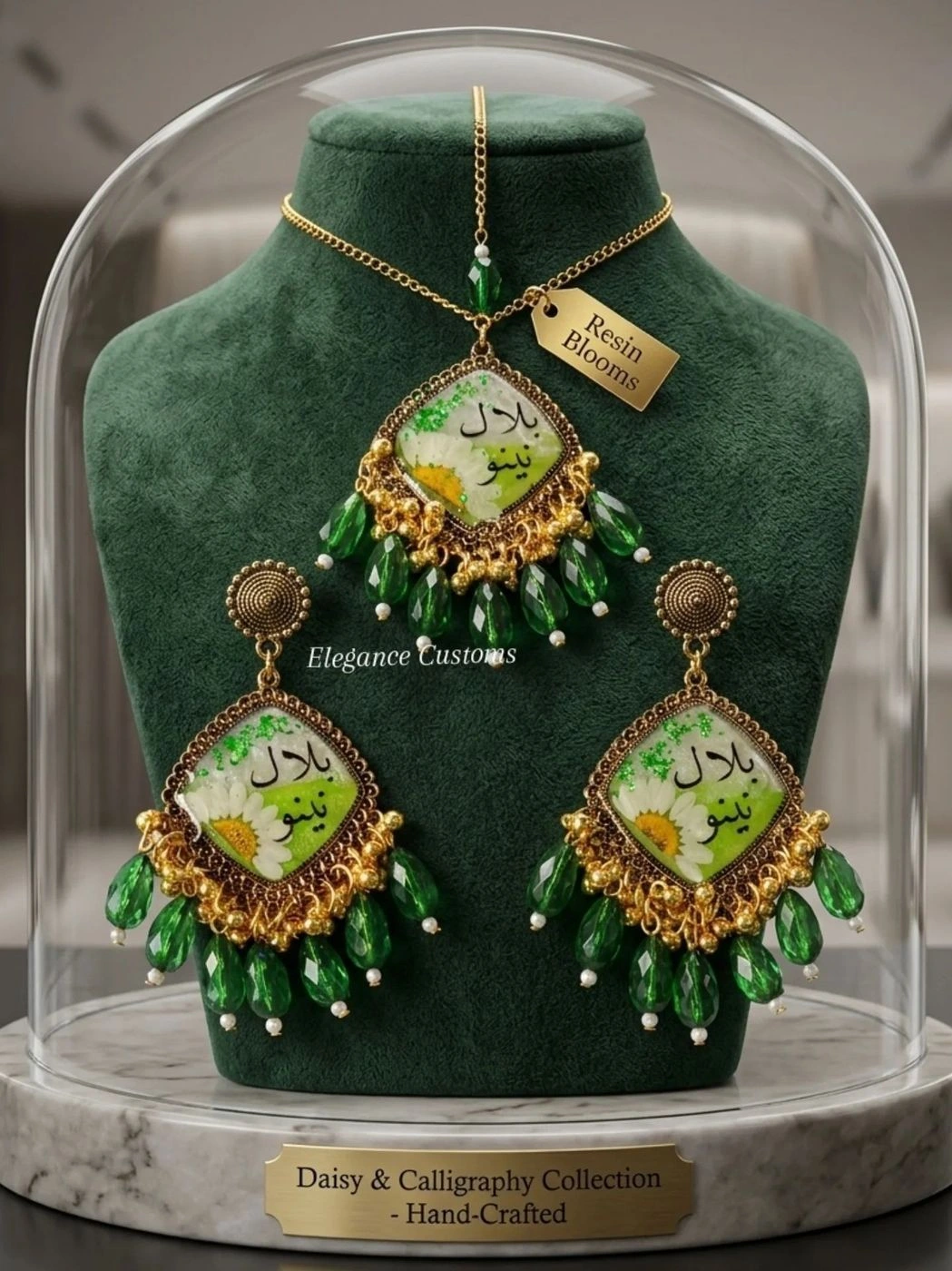Daisy & Calligraphy Bridal Set – Handcrafted Elegance