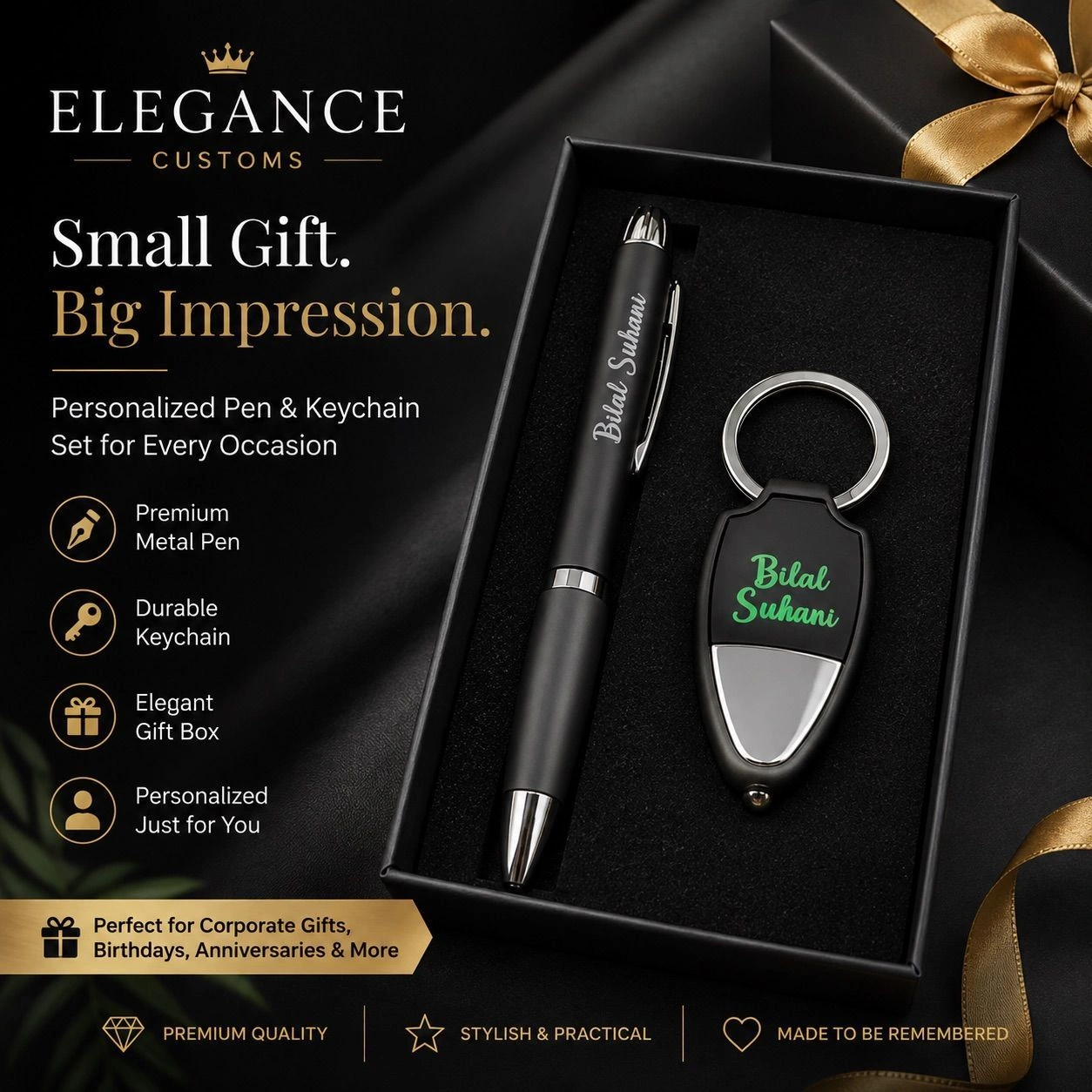 Personalized Led Pen & Keychain Gift Set 2