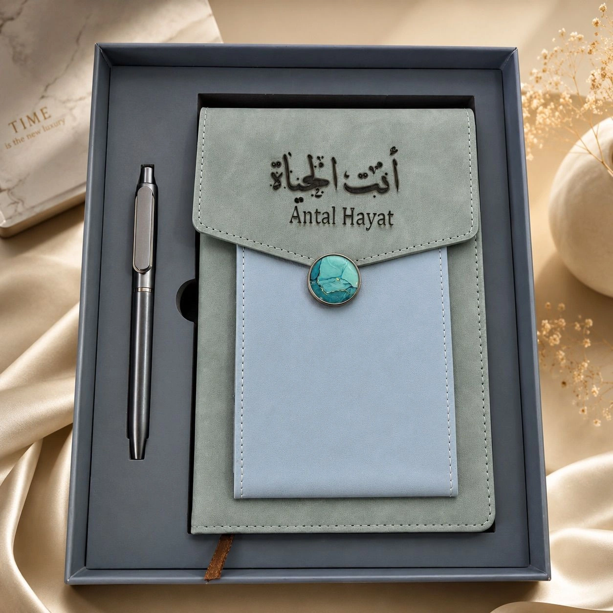 Premium Personalized Notebook & Metal Pen Gift Set