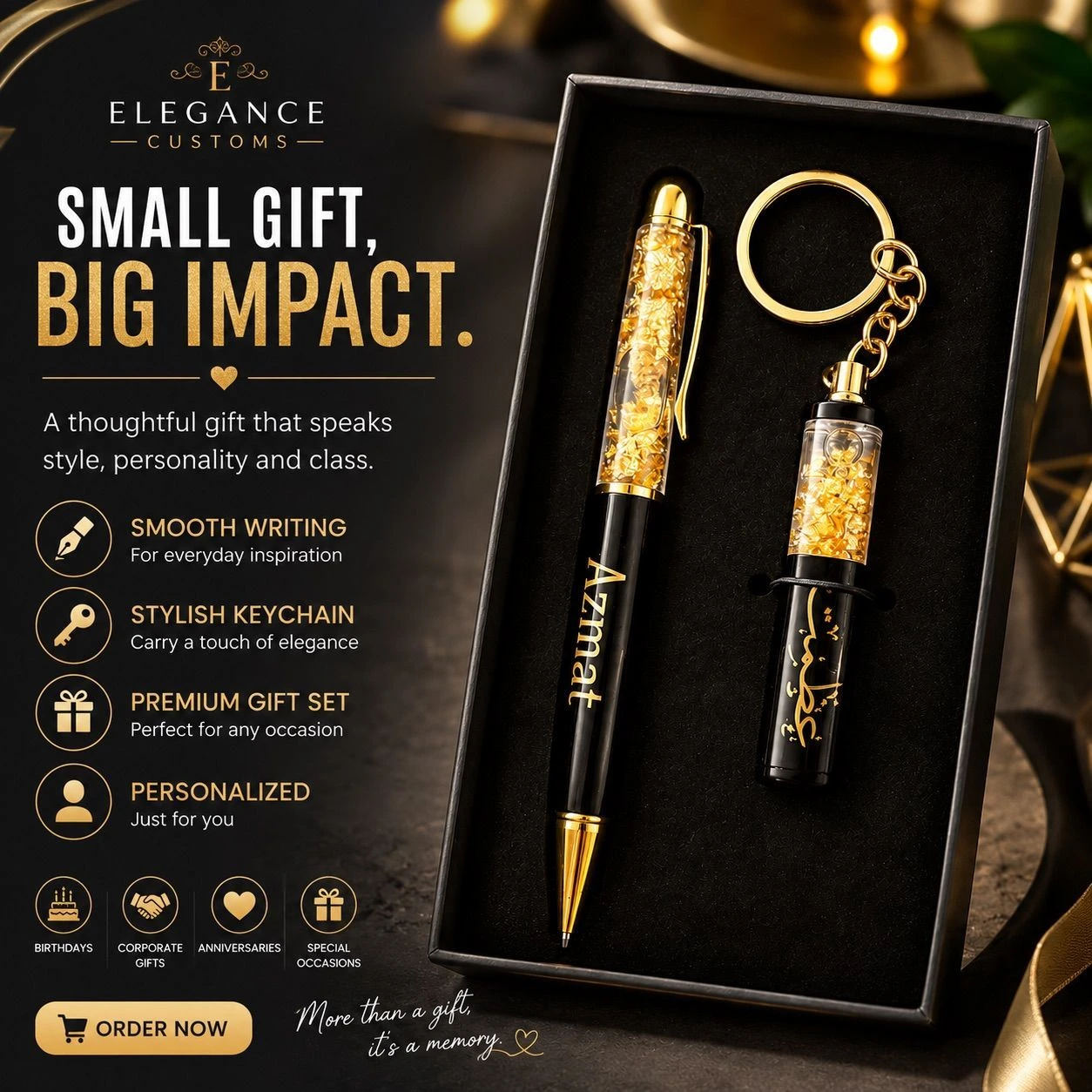 Premium Personalized Pen & Keychain Gift Set