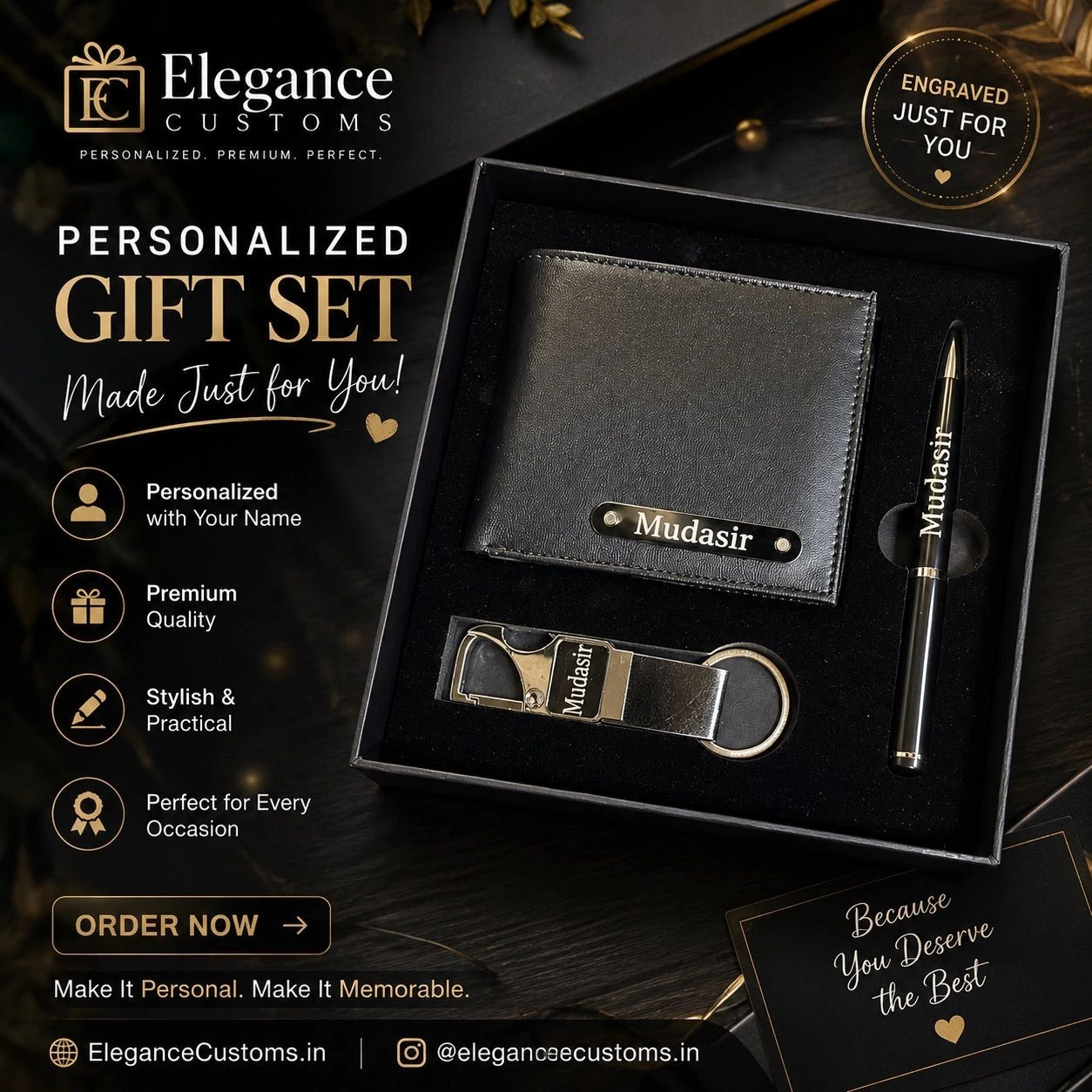 Personalized Gift Set – Wallet, Pen & Keychain 2