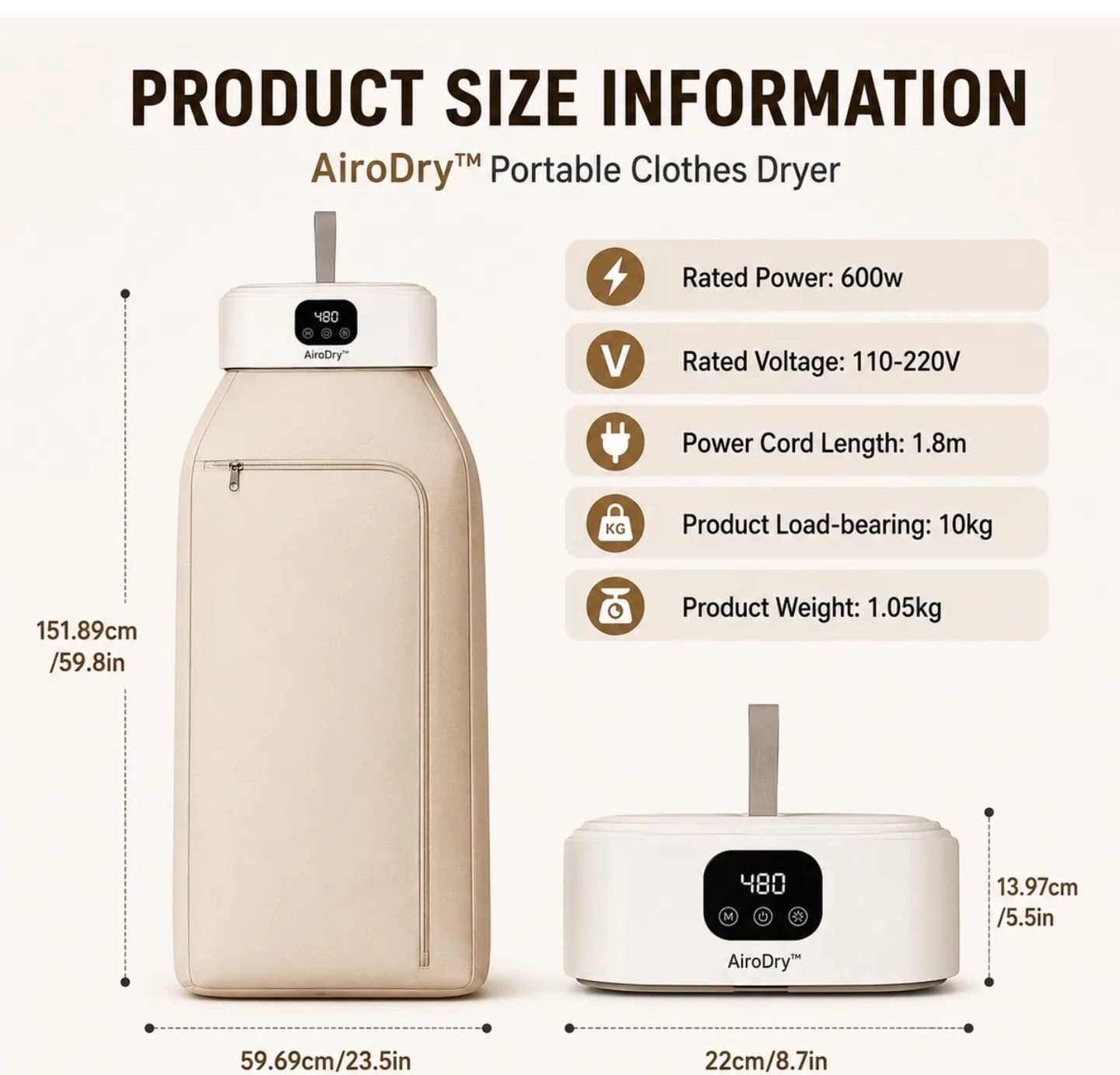 Portable Electric Tumble Dryer, Hot Air Dryer, with Timer UV Sterilization, Hot Air Cabinet for Apartment, Suitable for Clothes, Underwear, Baby Clothes 3