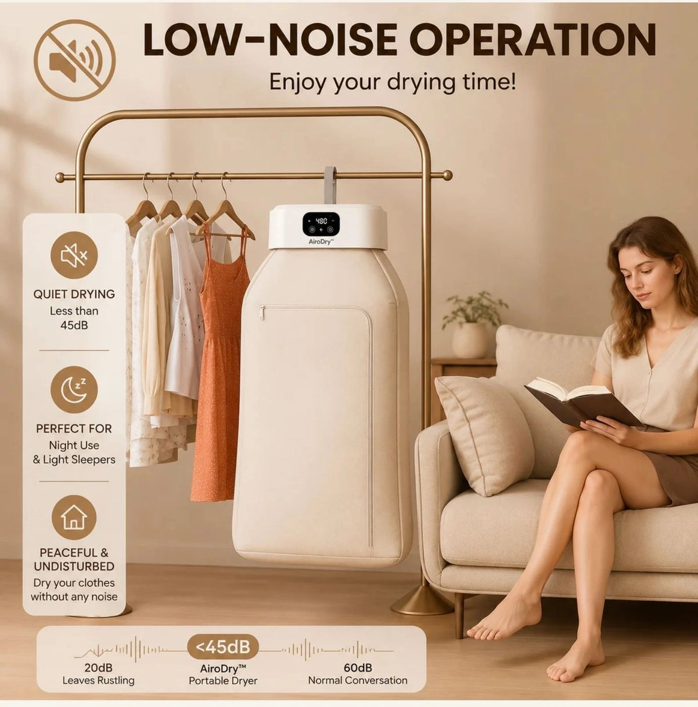 Portable Electric Tumble Dryer, Hot Air Dryer, with Timer UV Sterilization, Hot Air Cabinet for Apartment, Suitable for Clothes, Underwear, Baby Clothes 5