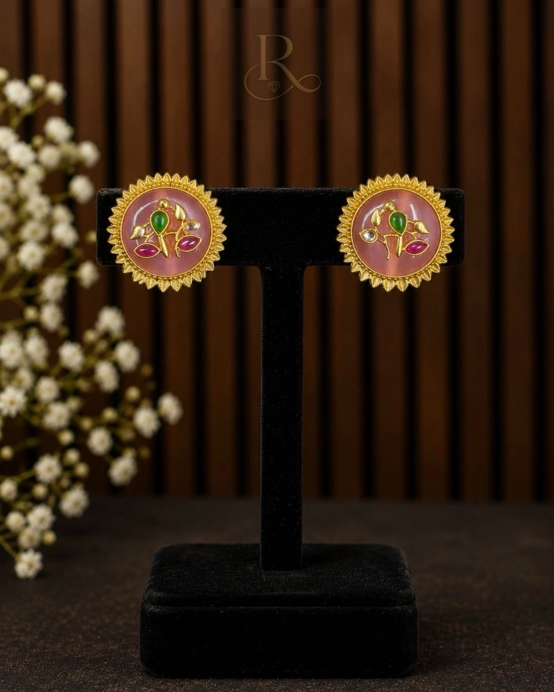 Gulab- Gold Polish Stud Earrings 1
