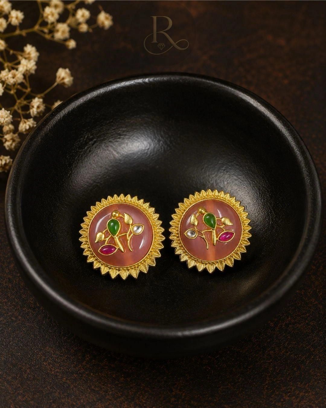 Gulab- Gold Polish Stud Earrings 2