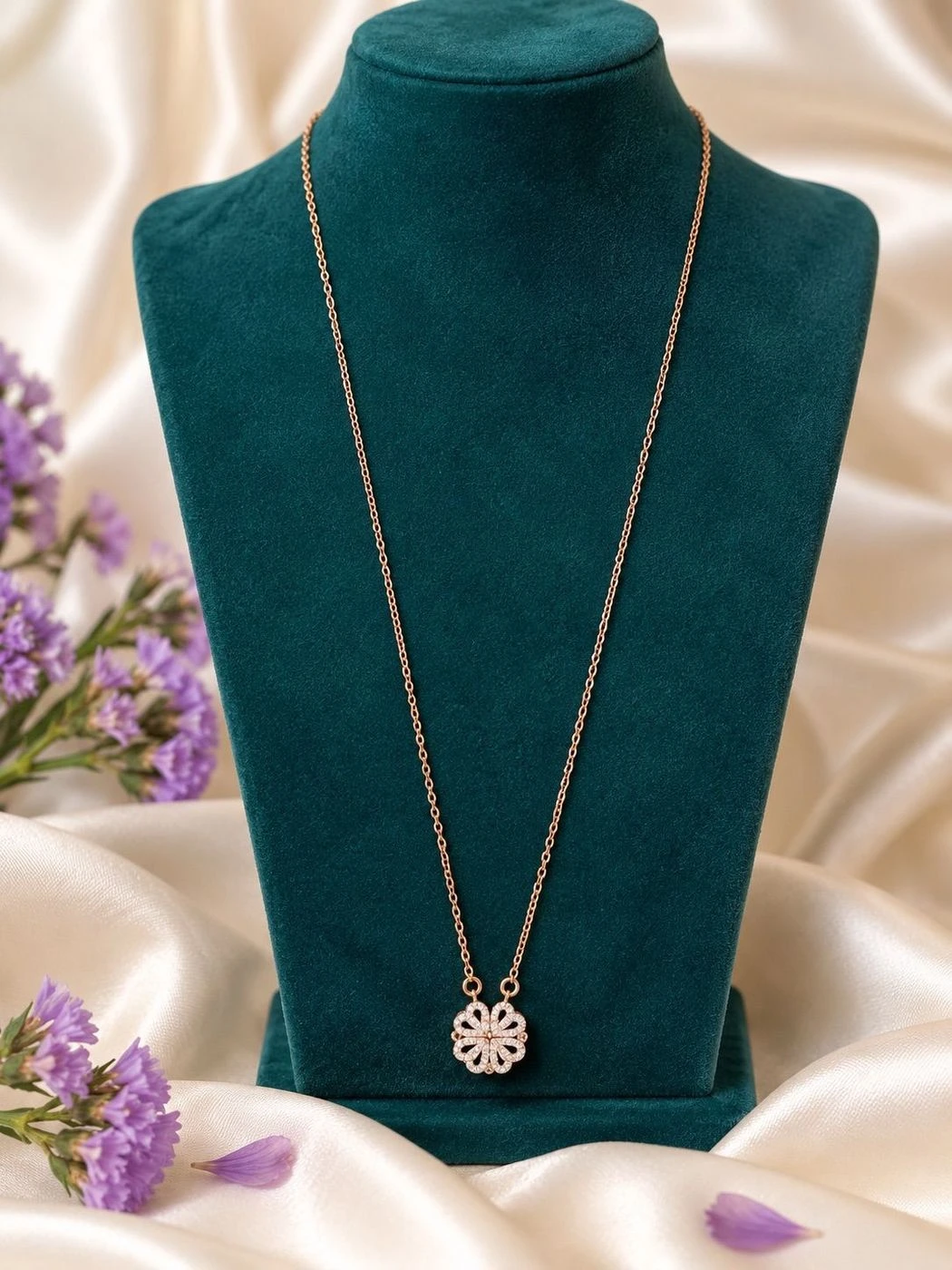 Four Hearts- Rose Gold Split Pendant Neckpiece 1