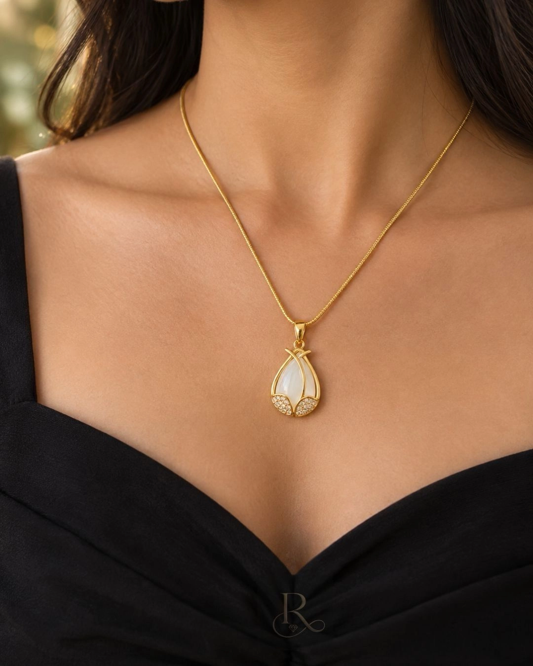 Ivory Tulip Drop- Anti-Tarnish 316L Stainless Steel Pendant Chain 3