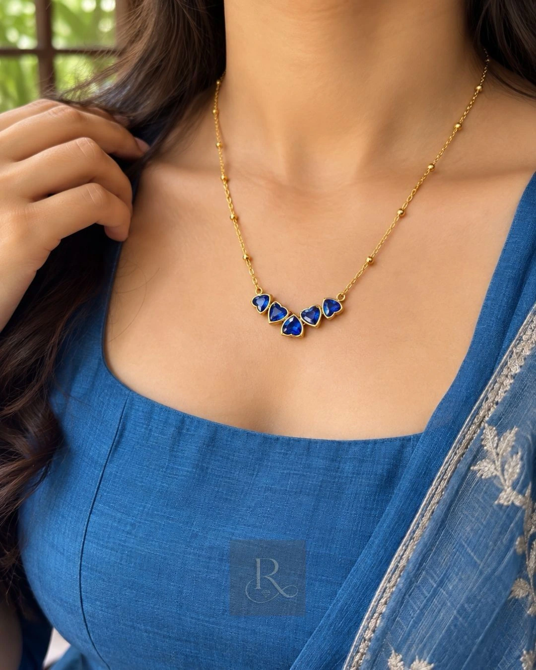 Sapphire Cascade- Anti-Tarnish 316L Stainless Steel Pendant Chain 3