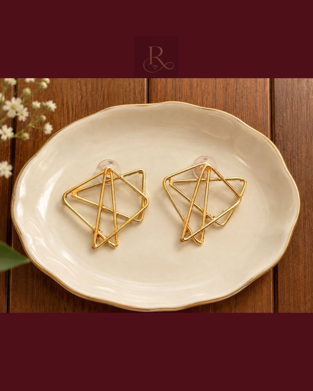 Geometric Gleam Earrings - Contemporary Triangle Earrings 1