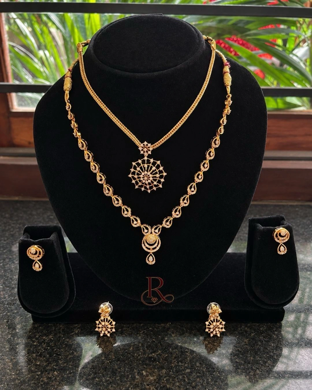 Rajasi Mandala Set- Premium Antique Ad Stone Necklace Combo Set with Matching Earrings 1
