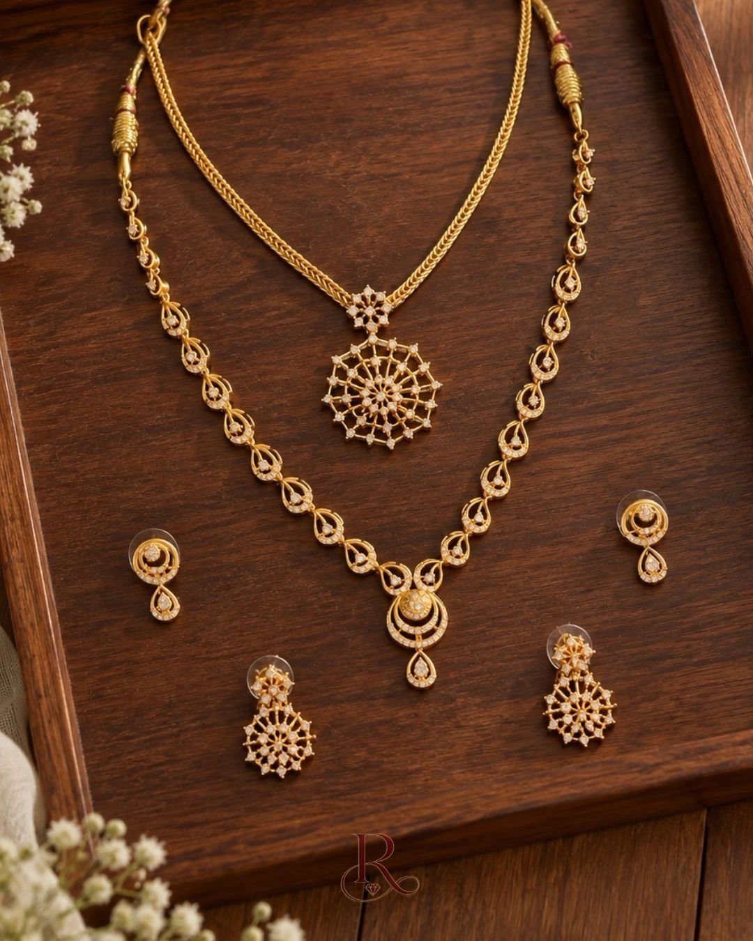 Rajasi Mandala Set- Premium Antique Ad Stone Necklace Combo Set with Matching Earrings 2