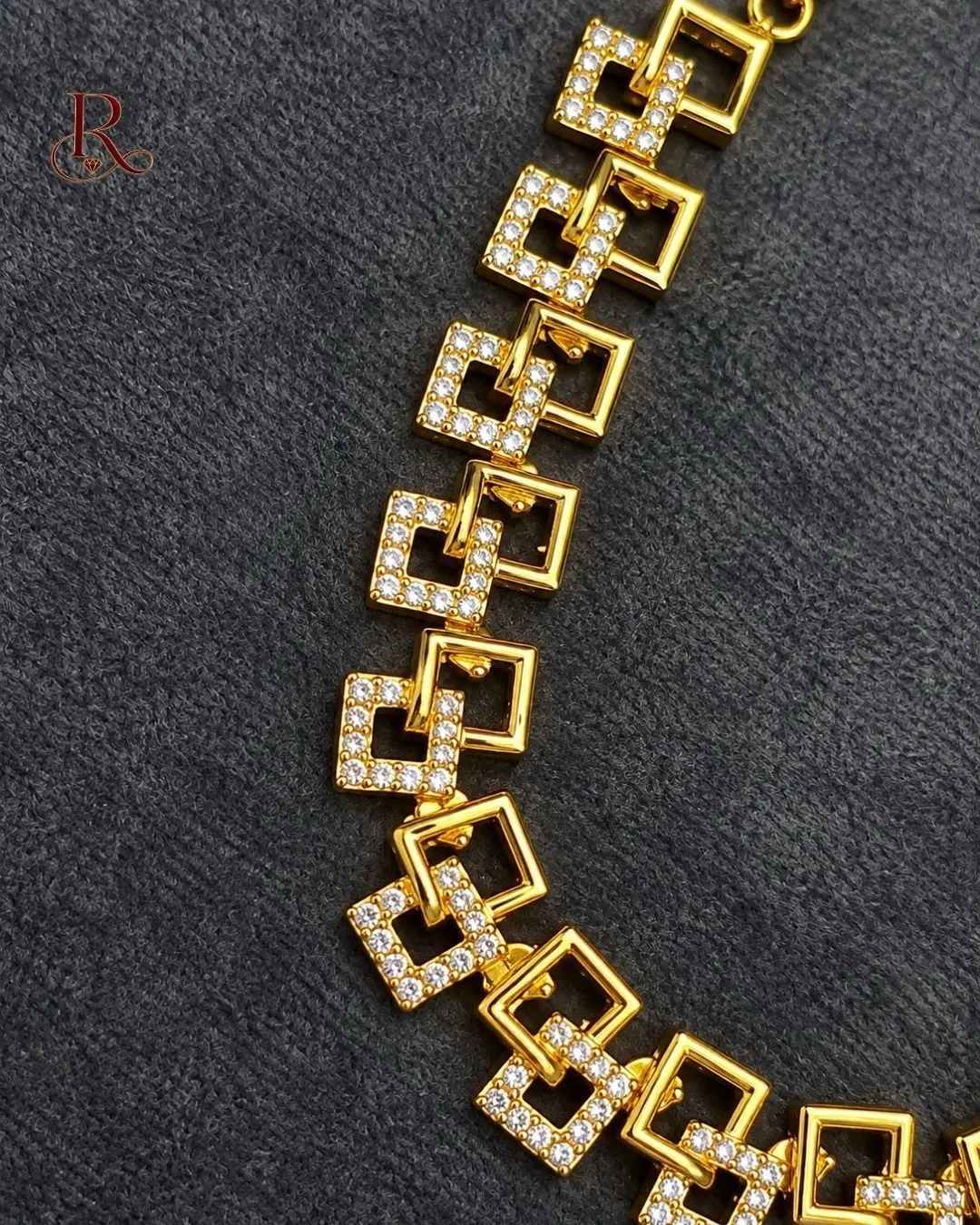 Zara Geometric Glow Antique Choker Set with earrings 3