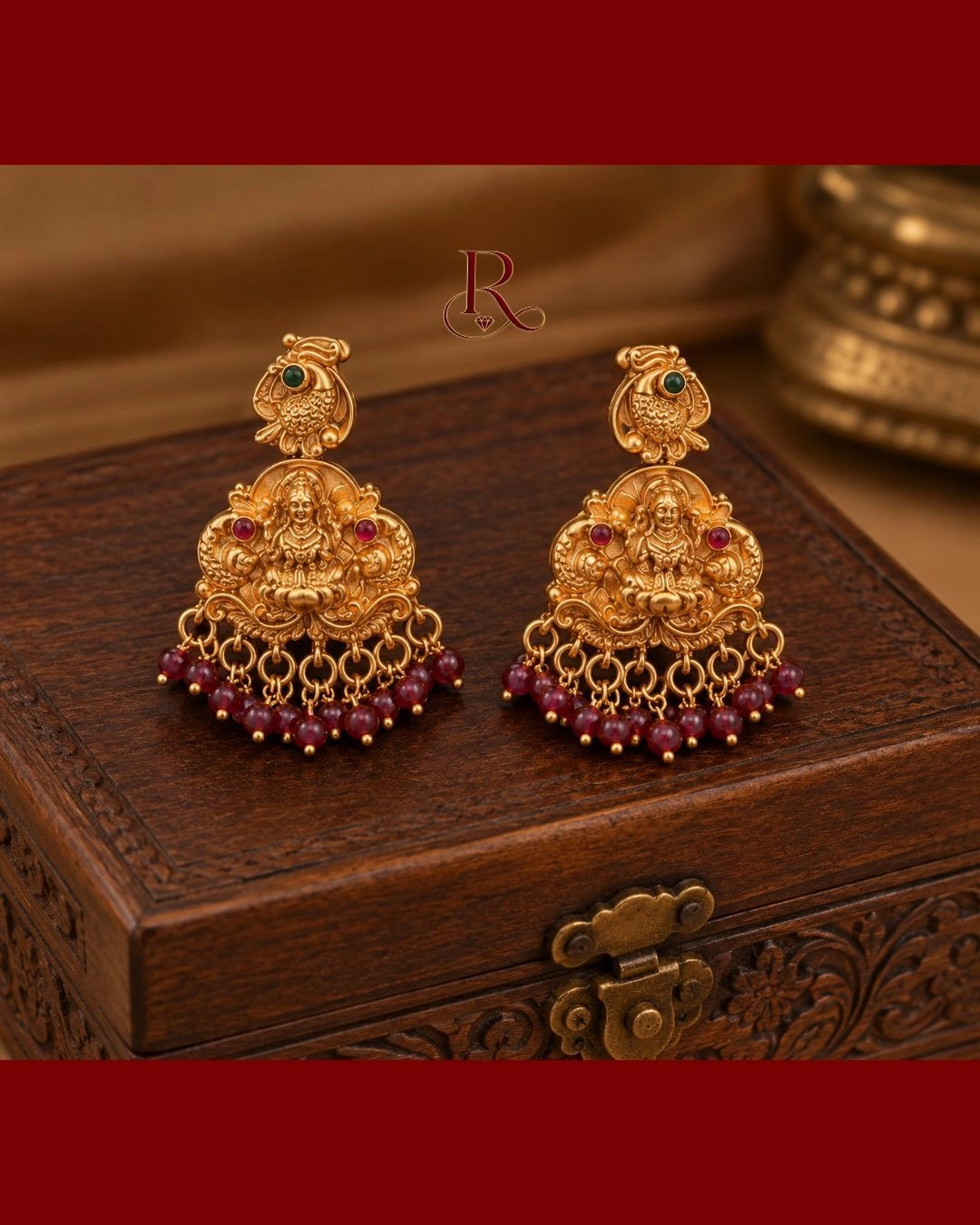 Mahalakshmi Temple Necklace Set w/ earrings 2