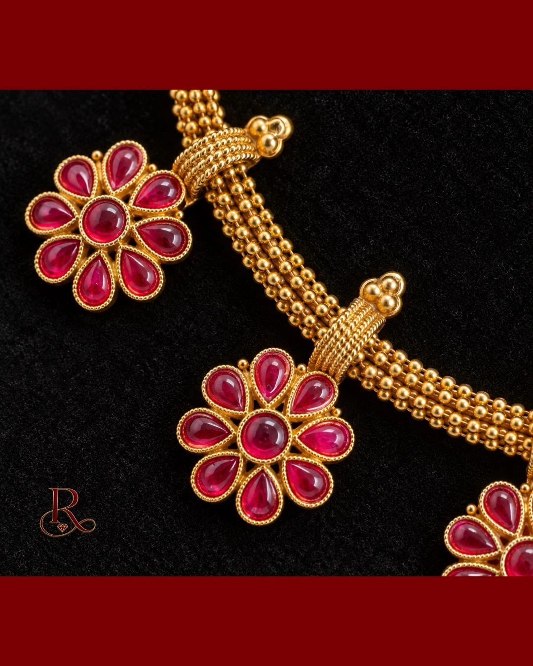 Matte Finish Floral Necklace set 3