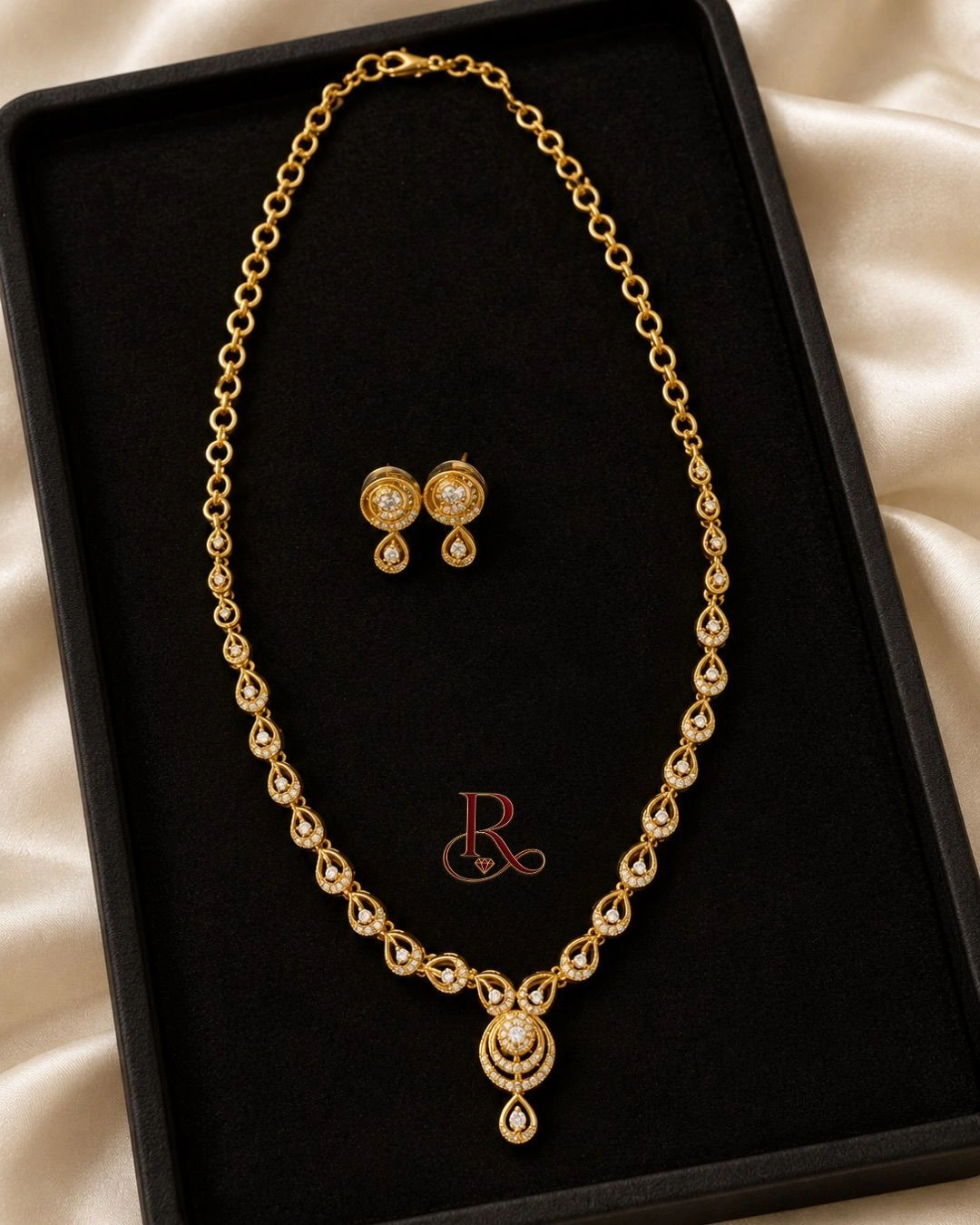 Royal Teardrop AD Stone Necklace Set 1