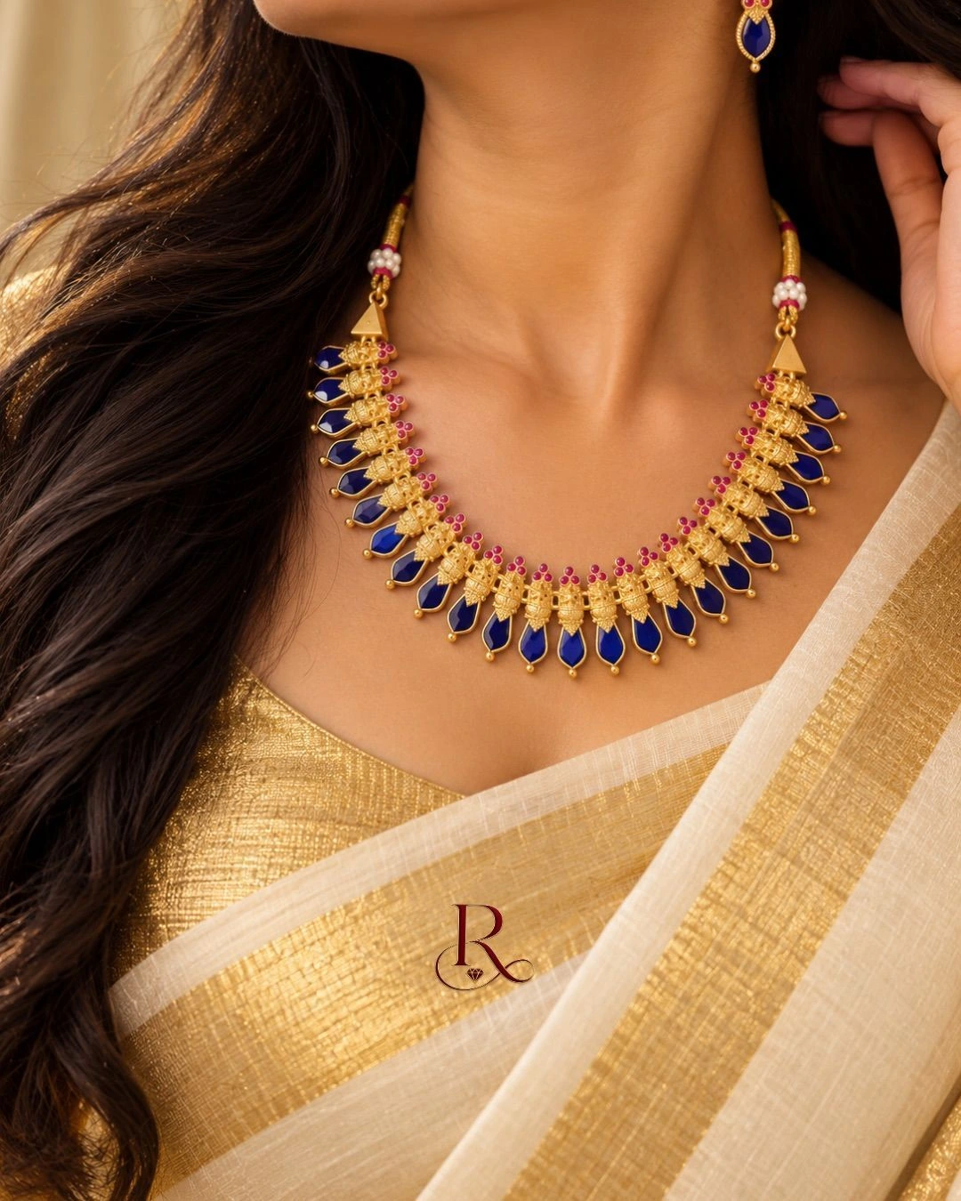 Royal Sapphire Nagapadam Necklace Set 2