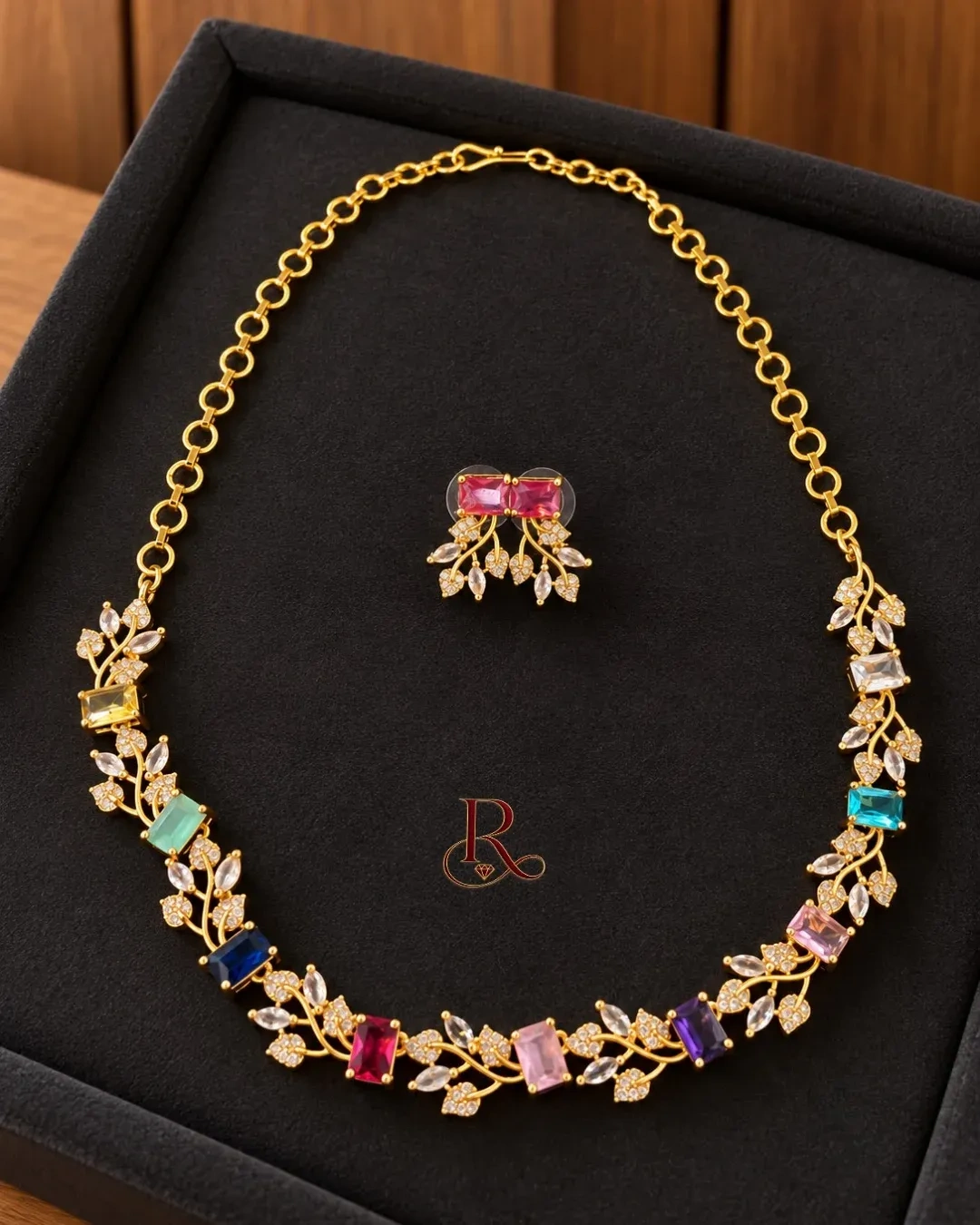 Prism Royale – Antique Multicolour AD Stone Necklace Set (Suitable for kids too) 1