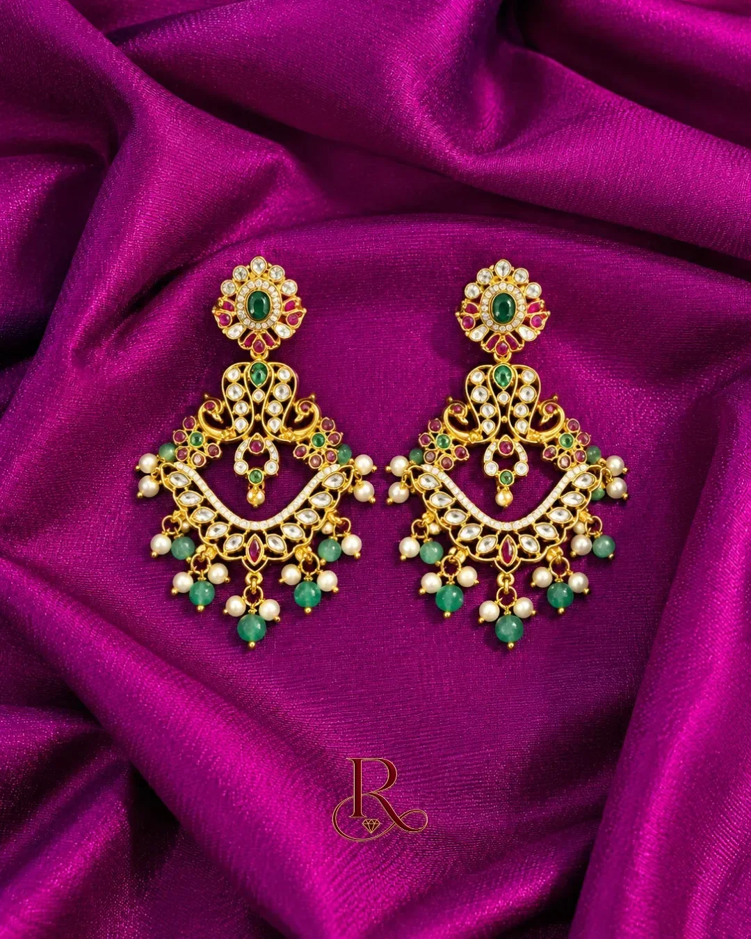 Temple Elegance Pearl Chandelier Earrings 1