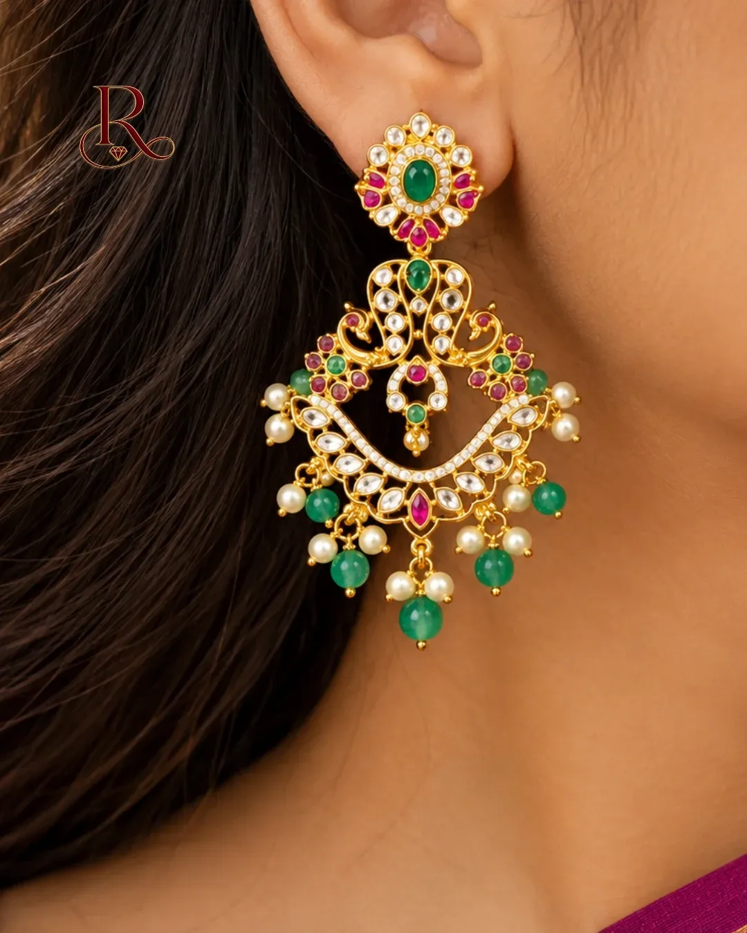 Temple Elegance Pearl Chandelier Earrings 3