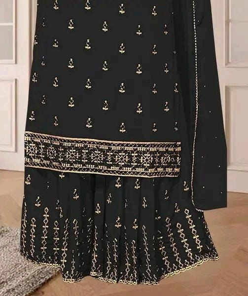 Elegant Dusty Peach/Beige Embroidered Georgette Suit Set with Dupatta 6