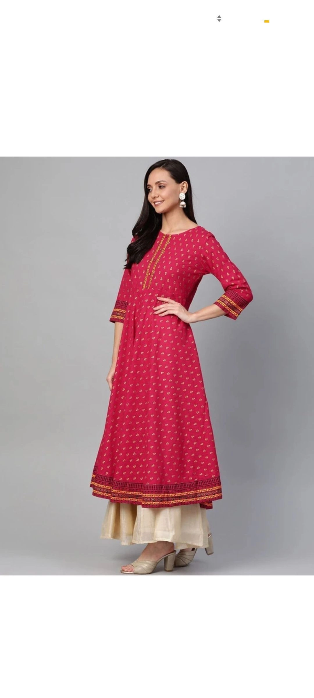 Women’s Floral Printed Straight Kurta | Pink Round Neck| Ethnic Kurti 3