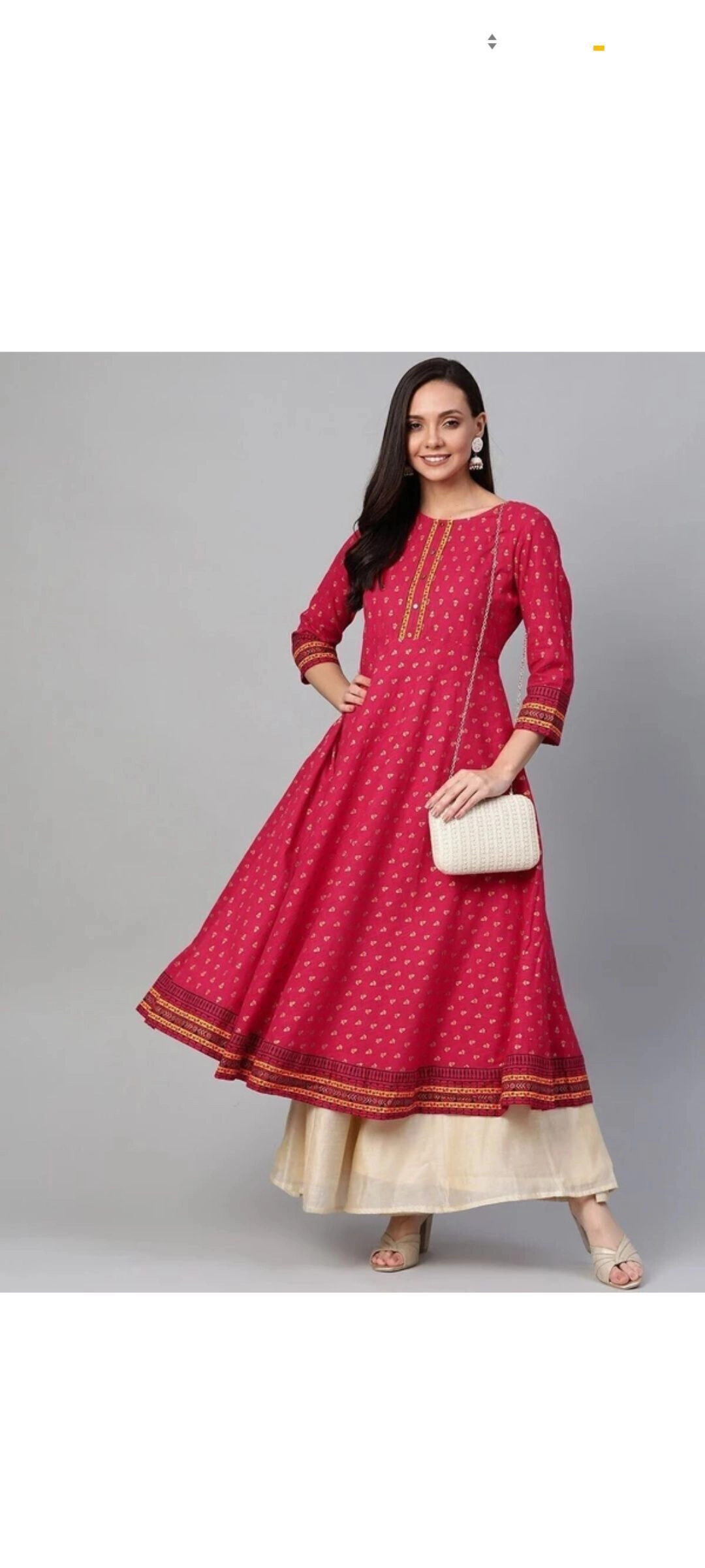 Women’s Floral Printed Straight Kurta | Pink Round Neck| Ethnic Kurti 4