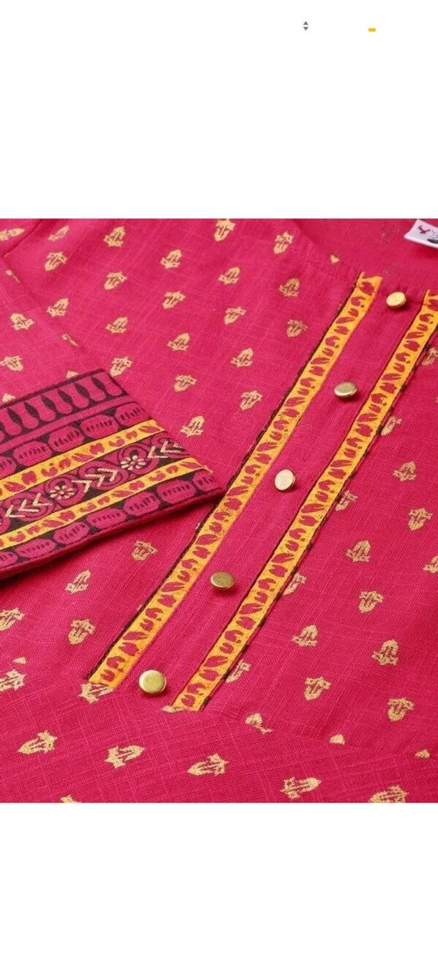 Women’s Floral Printed Straight Kurta | Pink Round Neck| Ethnic Kurti 5