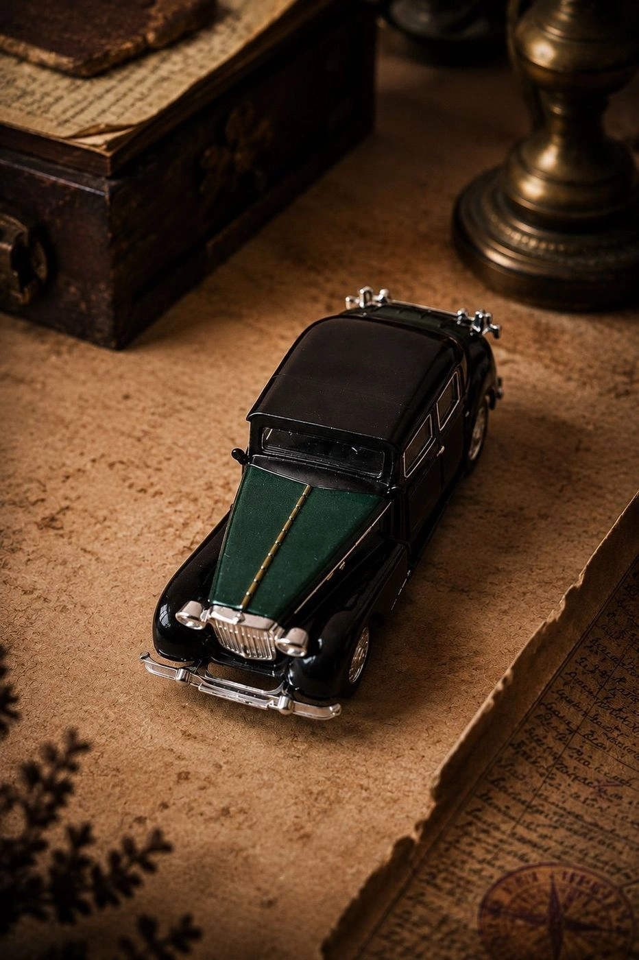 Vintage Classic Black & Green Car – Miniature Collectible Model 1