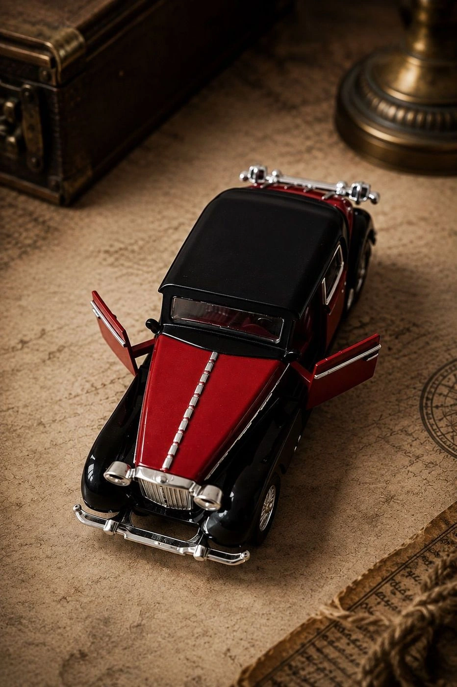 Vintage Red & Black Classic Car – Miniature Collectible Model 1