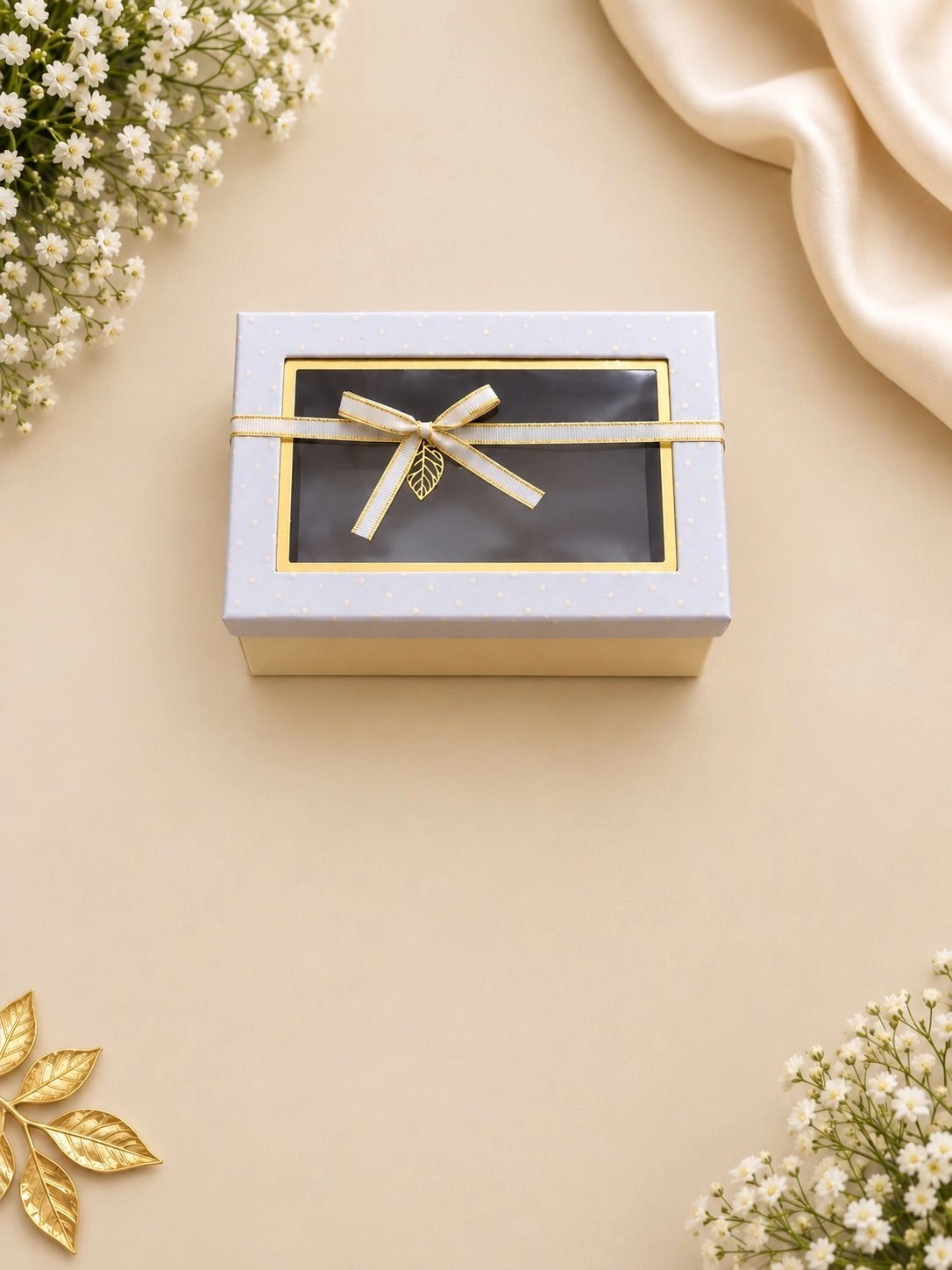 ELEGENT MEDIUM SIZE GIFT BOX WITH RIBBON
