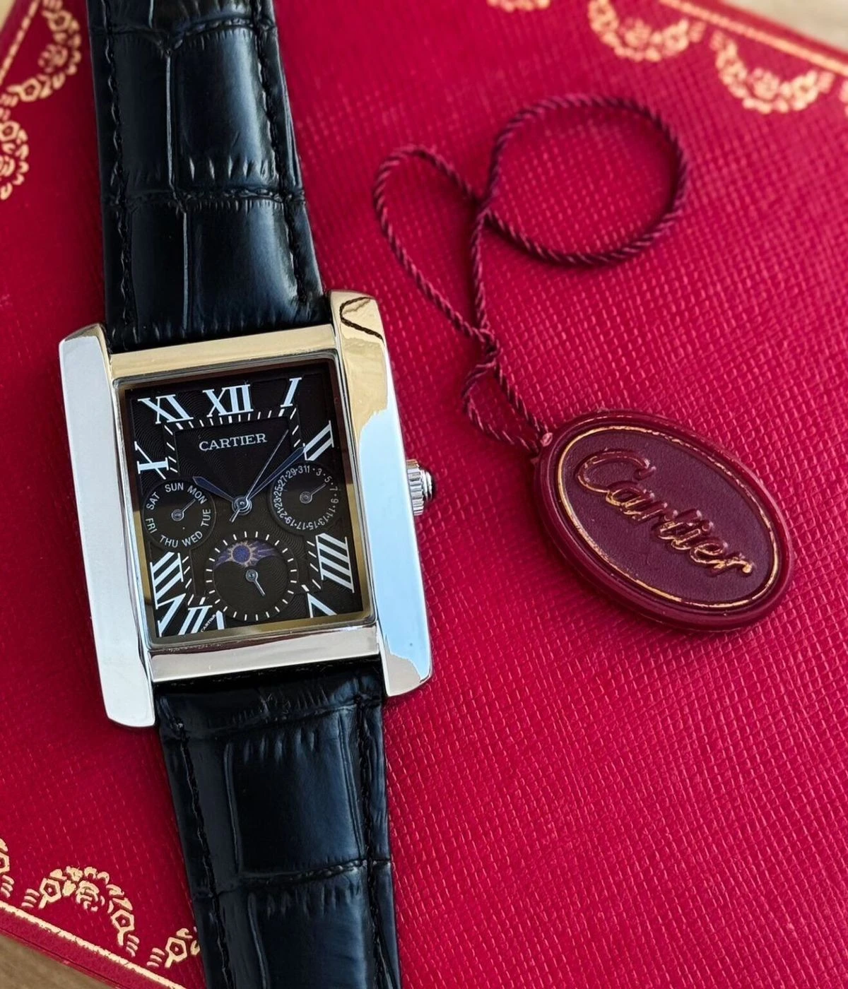 Cartier Diastar Square Slim Black Dial Chronograph 2