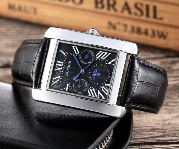Cartier Diastar Square Slim Black Dial Chronograph 4