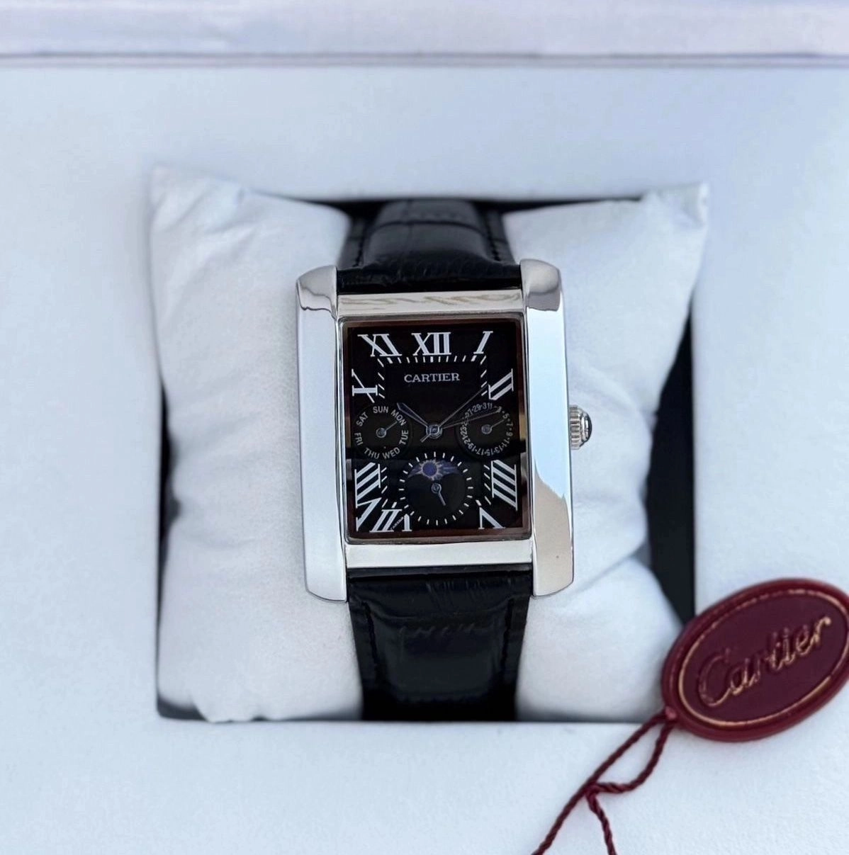 Cartier Diastar Square Slim Black Dial Chronograph 1