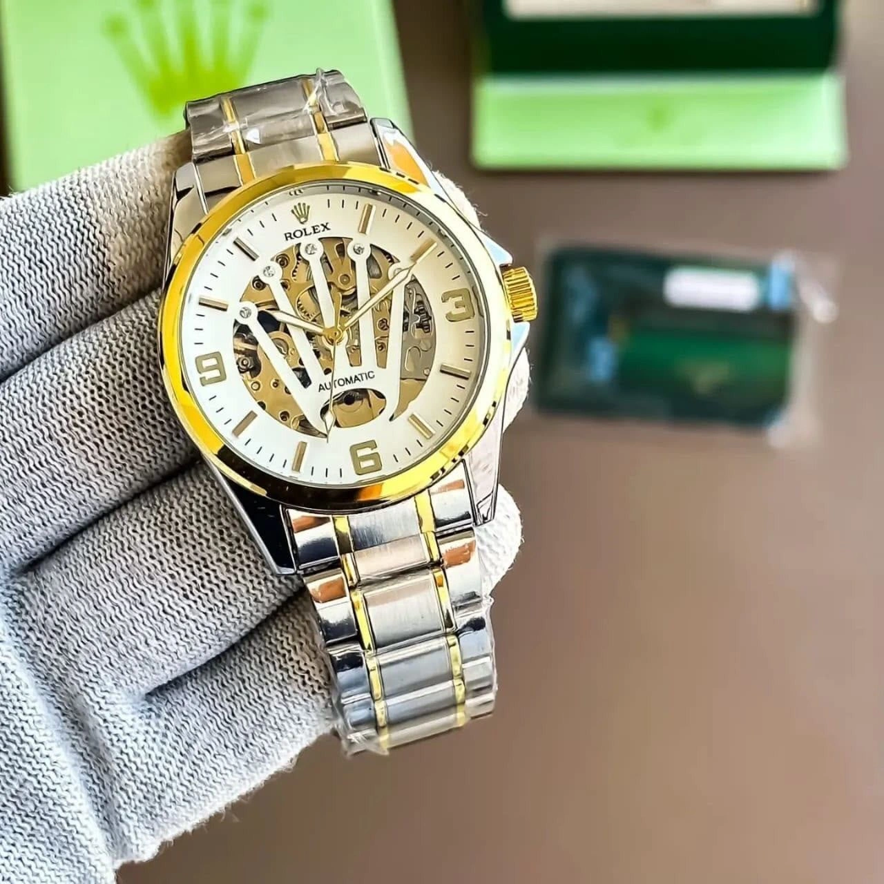 Rolex Automatic Transparent Dial Silver Gold 1