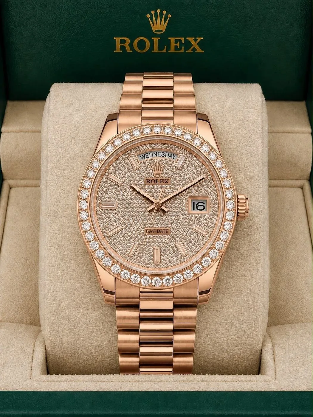 Rolex Day-Date 40 Everose Gold Diamond Dial 1