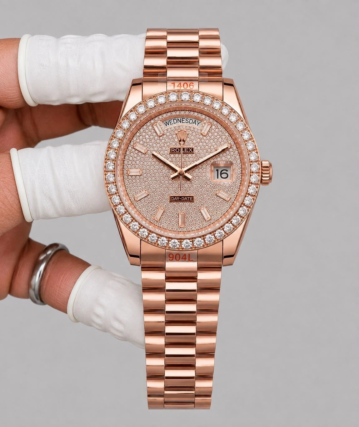 Rolex Day-Date 40 Everose Gold Diamond Dial 4