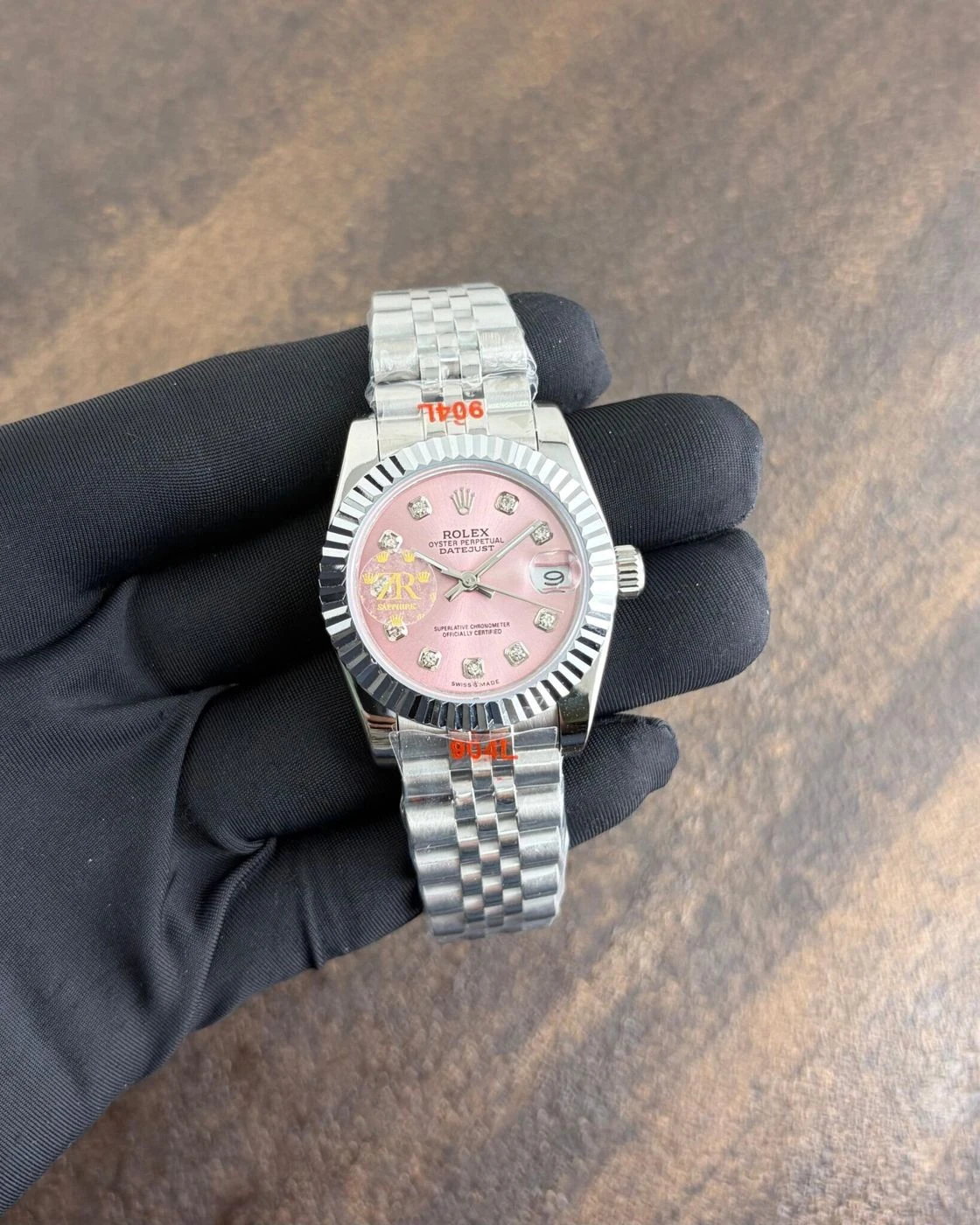 Rolex Oyster Perpetual Pink Silver Diamond Dial 1