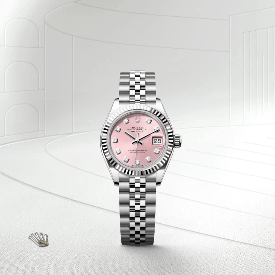 Rolex Oyster Perpetual Pink Silver Diamond Dial 2