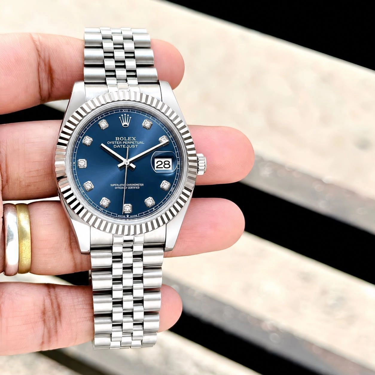 Rolex Oyster Perpetual Blue Diamond Dial 1