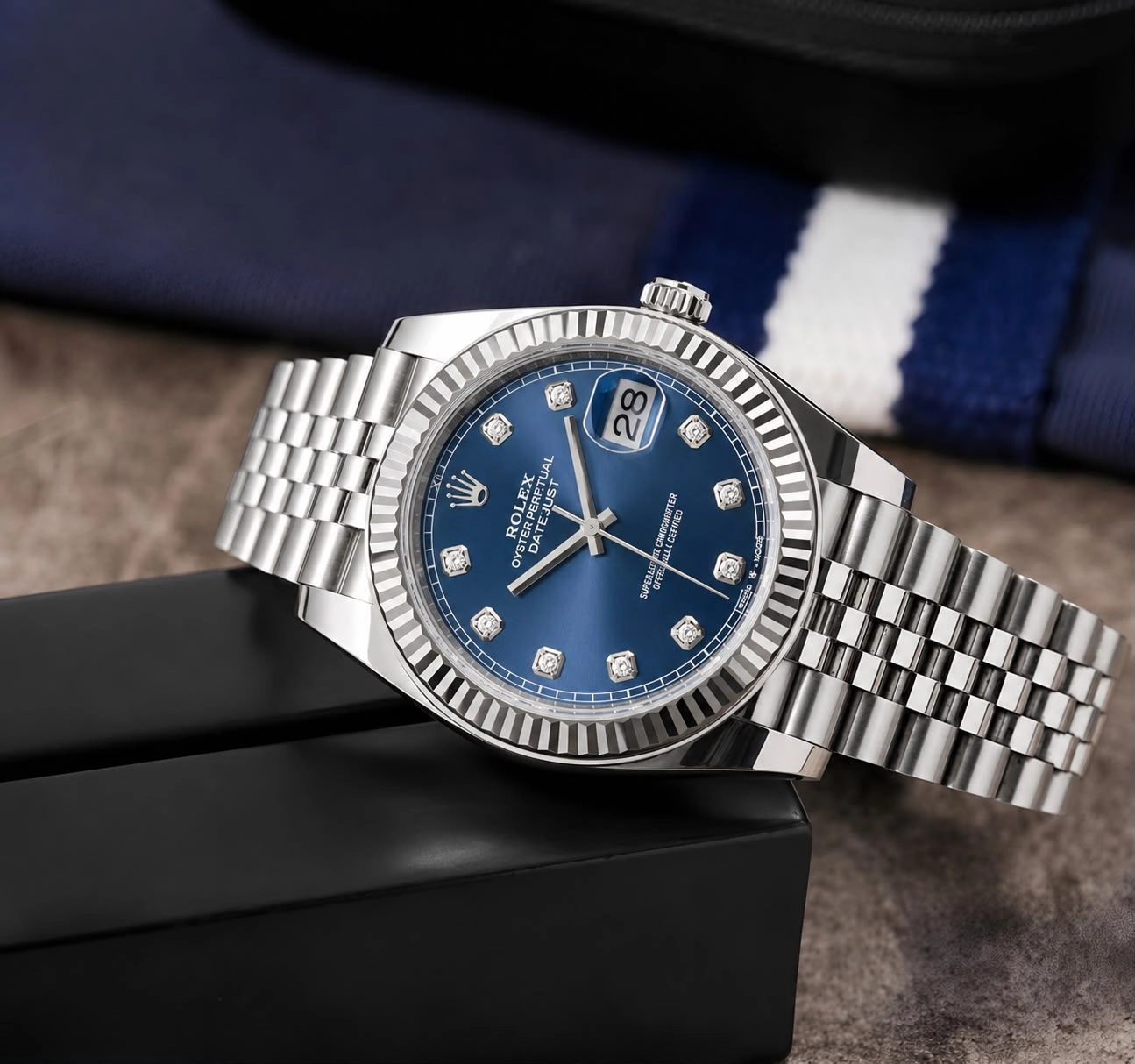 Rolex Oyster Perpetual Blue Diamond Dial 3