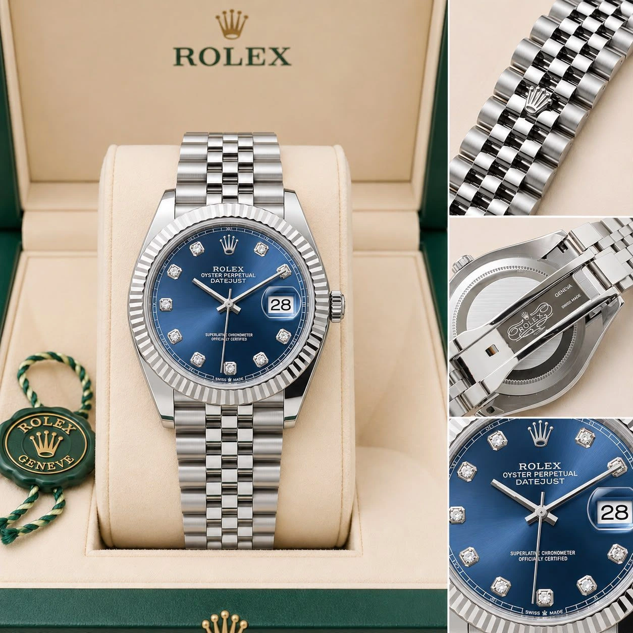 Rolex Oyster Perpetual Blue Diamond Dial 4
