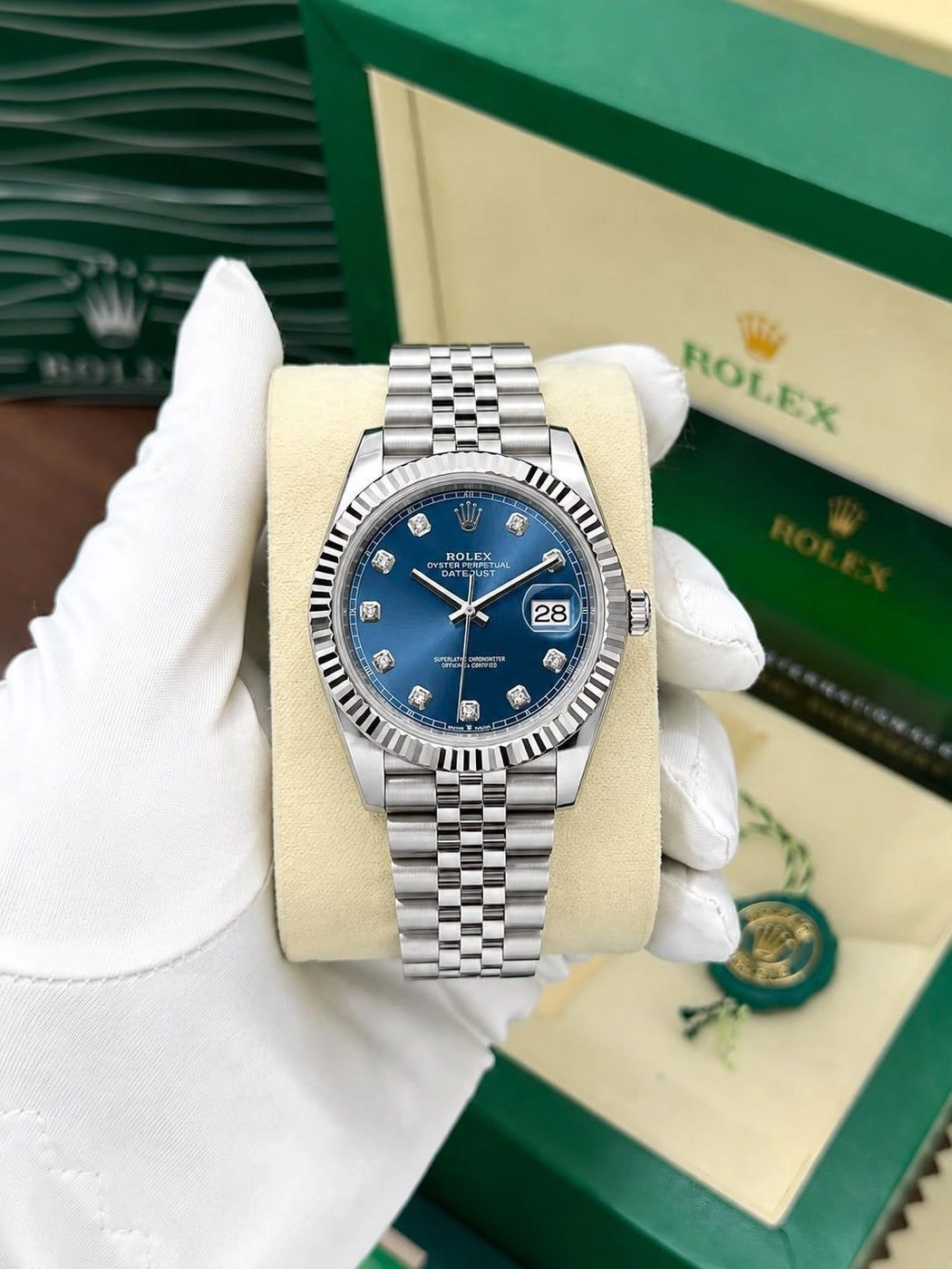 Rolex Oyster Perpetual Blue Diamond Dial 5
